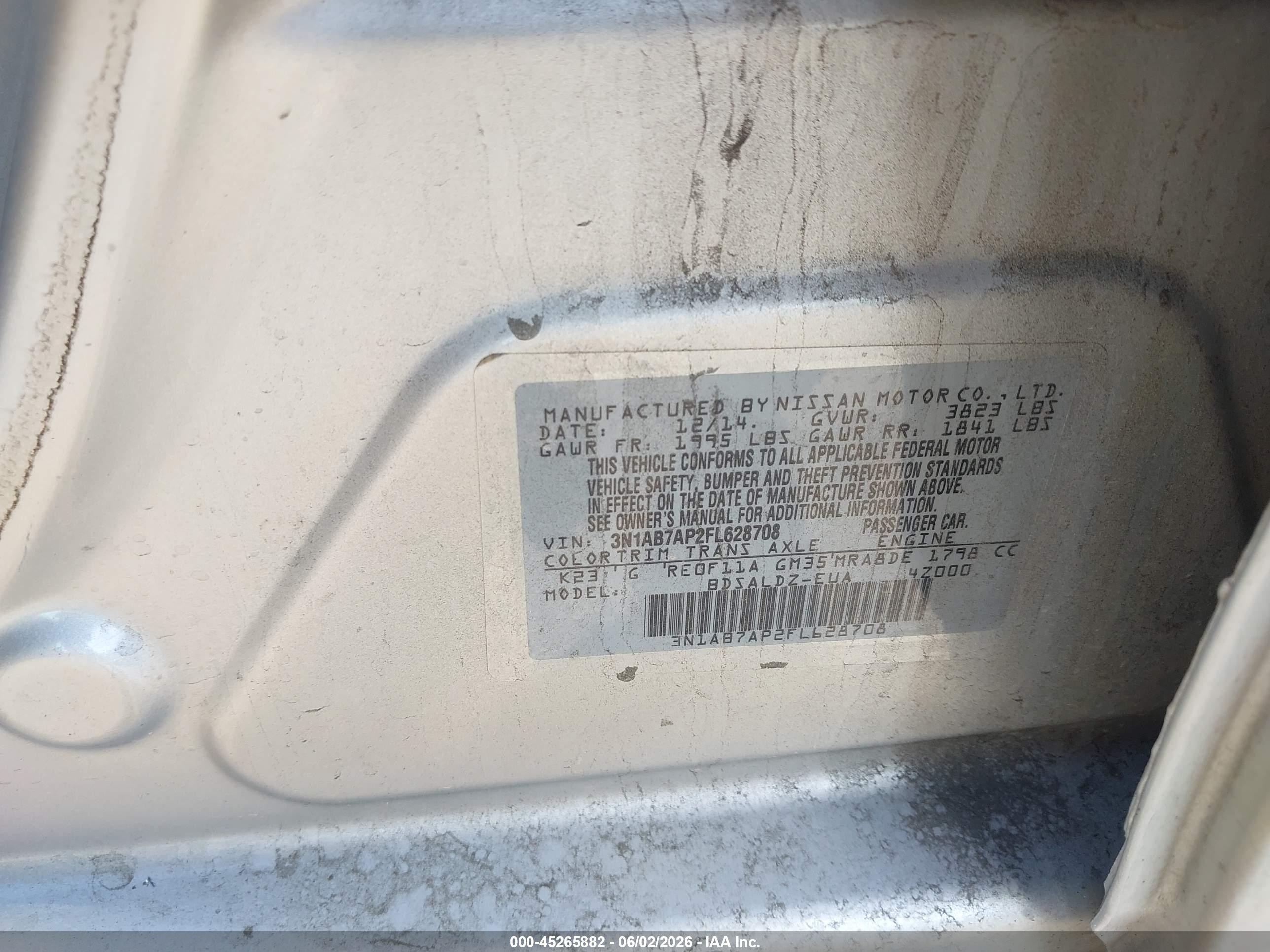 2015 Nissan Sentra Sv Silver vin: 3N1AB7AP2FL628708