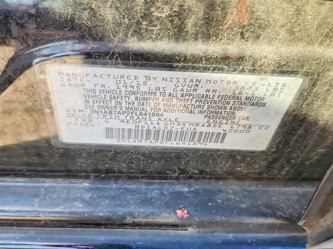 2015 Nissan Sentra Sv Black vin: 3N1AB7AP2FL641894