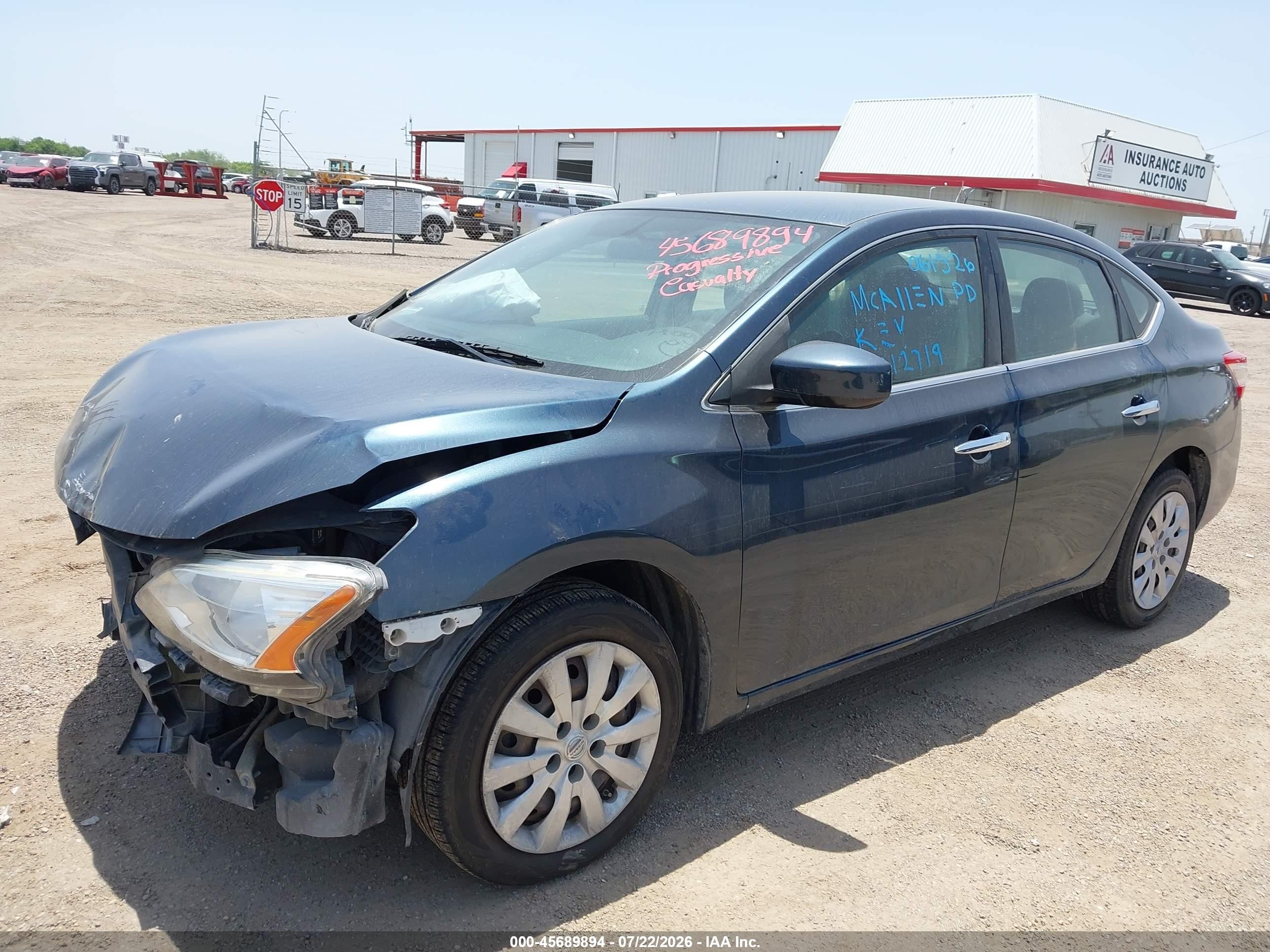 2015 Nissan Sentra Sv Blue vin: 3N1AB7AP2FL684244