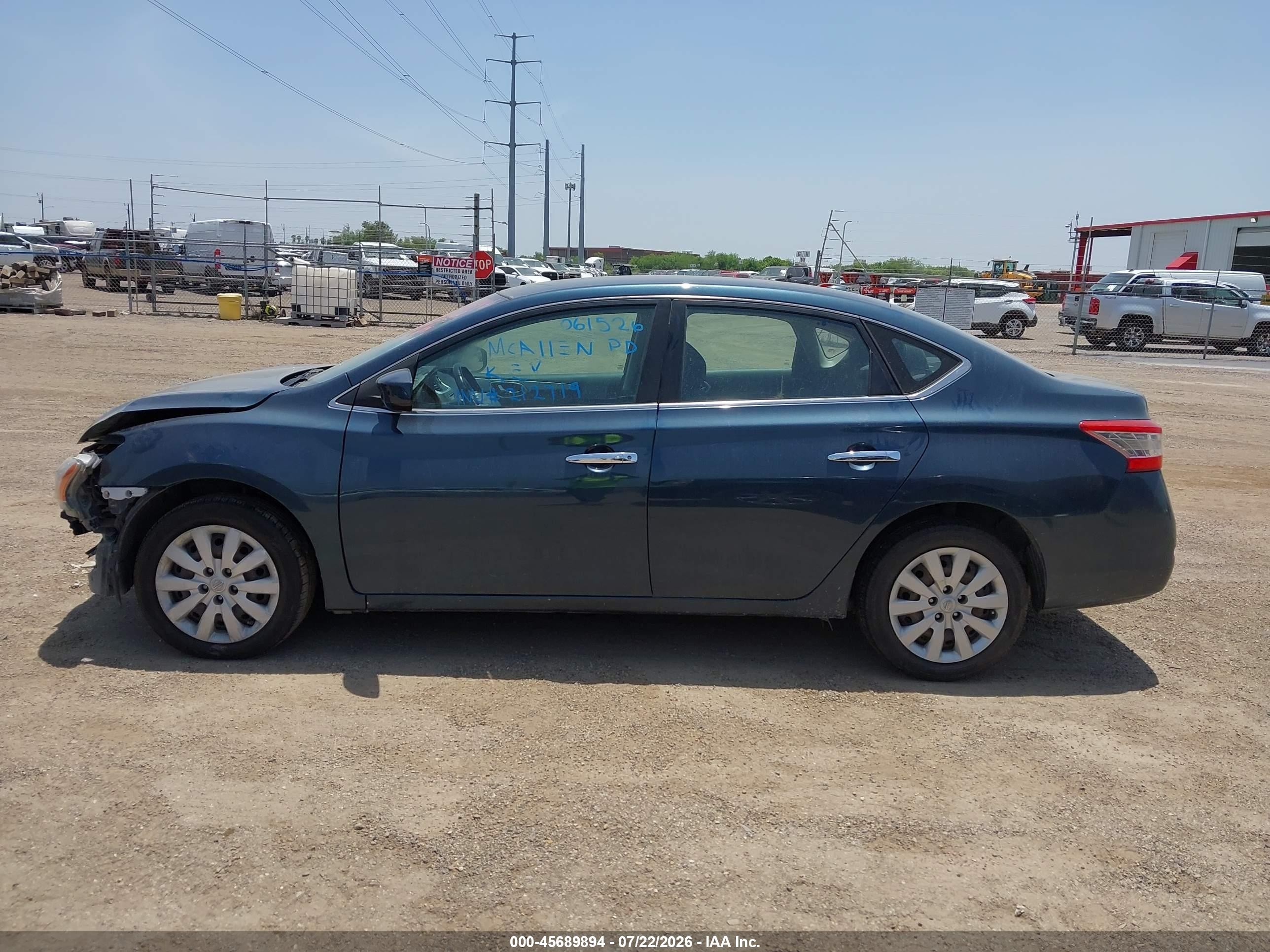 2015 Nissan Sentra Sv Blue vin: 3N1AB7AP2FL684244