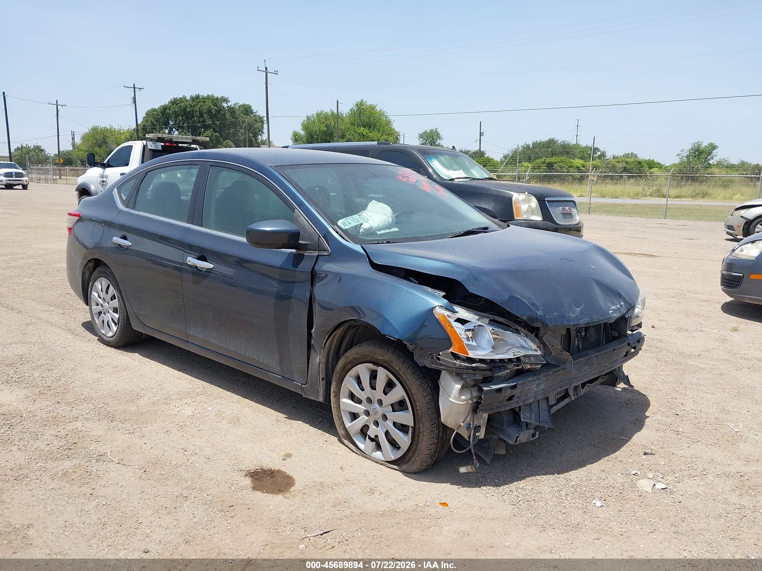 2015 Nissan Sentra Sv Blue vin: 3N1AB7AP2FL684244