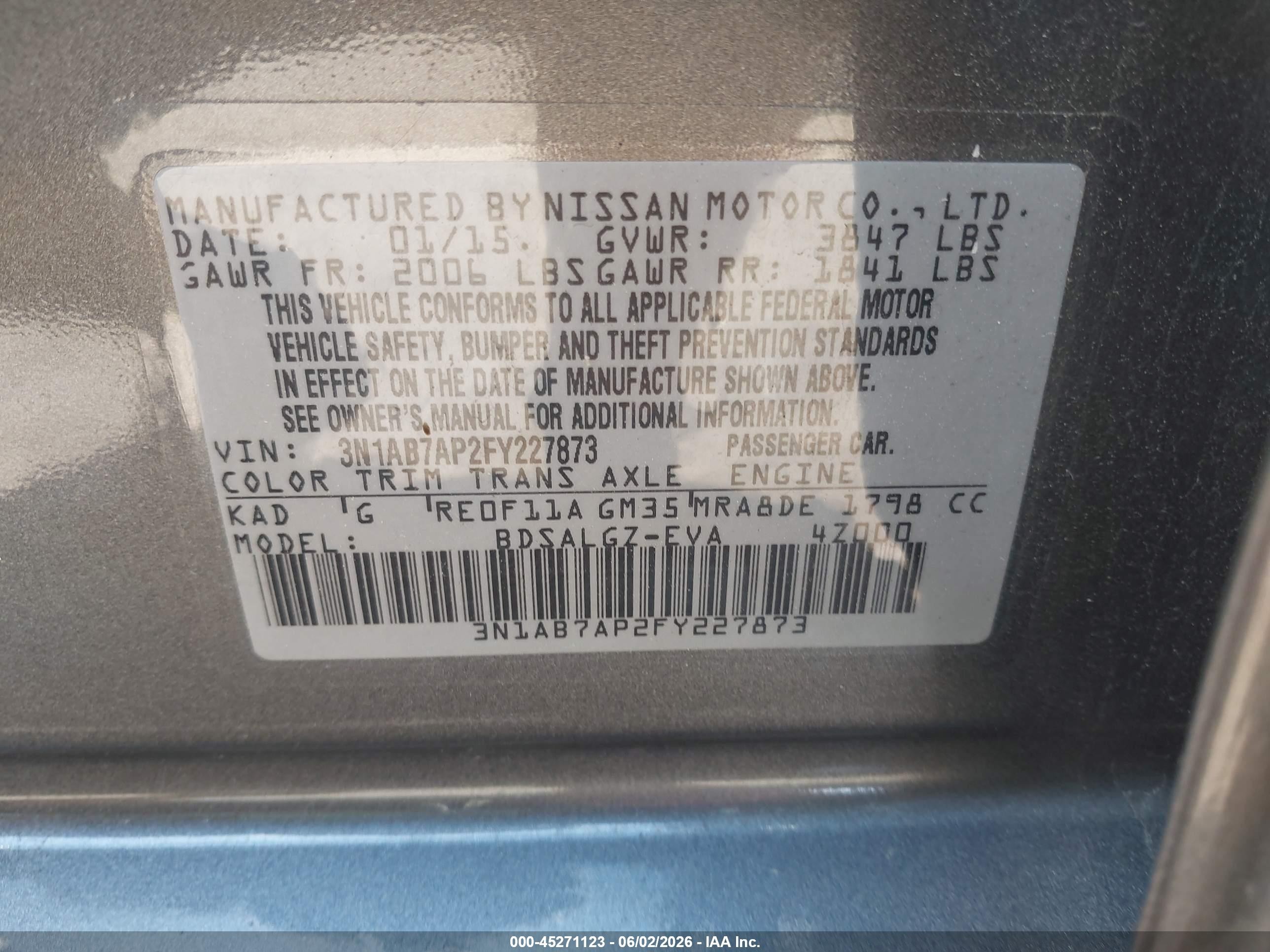 2015 Nissan Sentra Sl Silver vin: 3N1AB7AP2FY227873