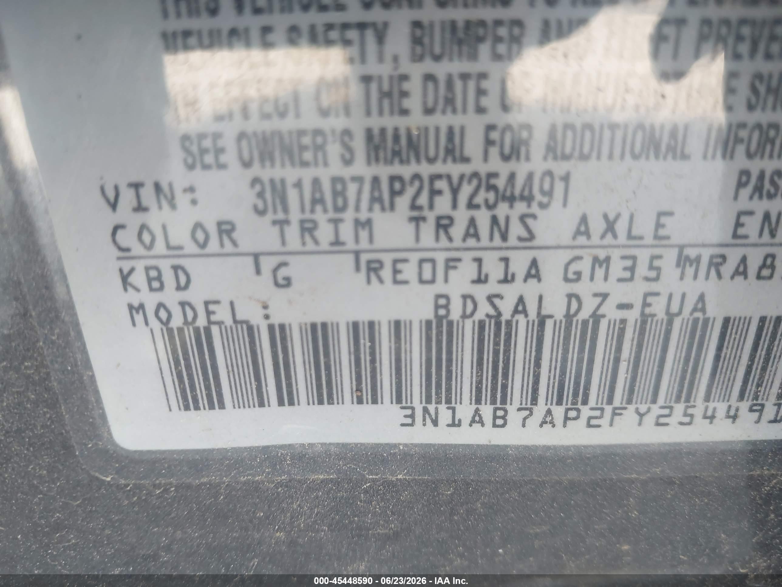 2015 Nissan Sentra Sv Gray vin: 3N1AB7AP2FY254491