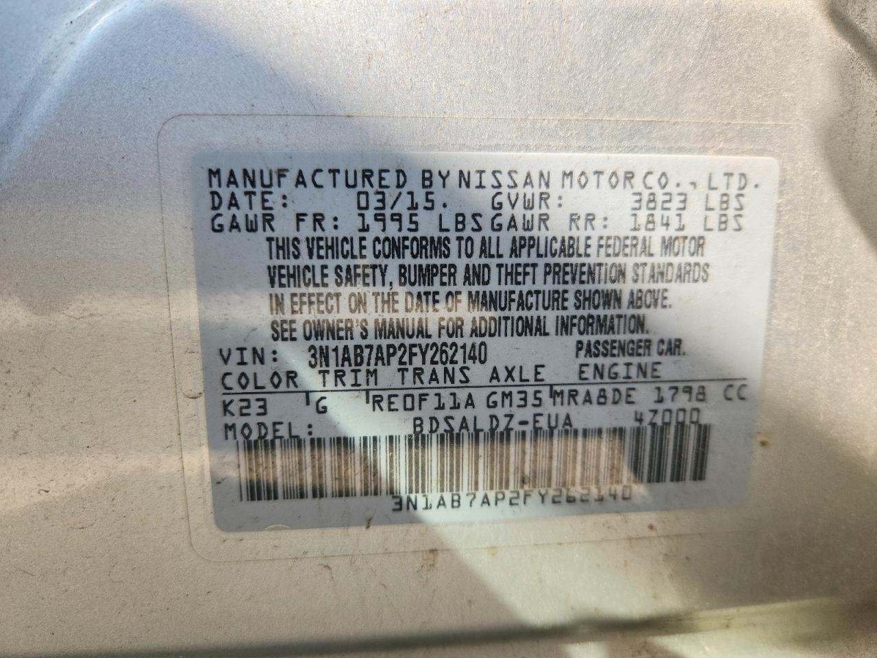 2015 Nissan Sentra Sv Silver vin: 3N1AB7AP2FY262140