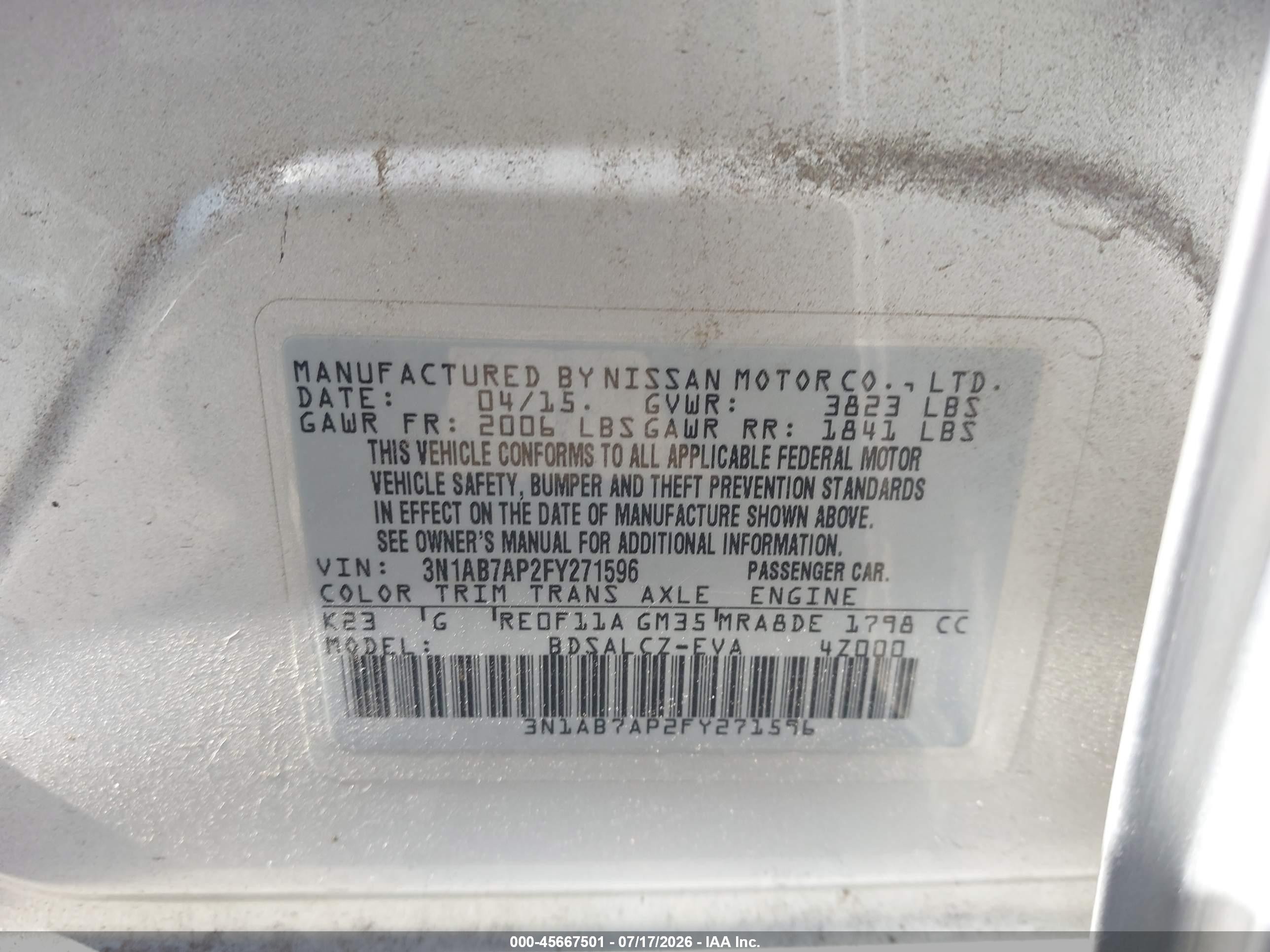 2015 Nissan Sentra S Silver vin: 3N1AB7AP2FY271596