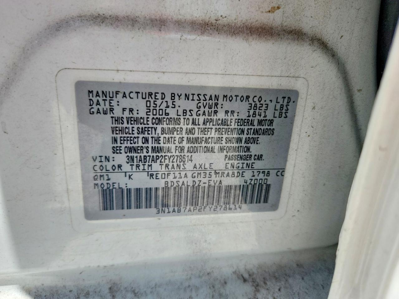 2015 Nissan Sentra Sv Белый vin: 3N1AB7AP2FY278614
