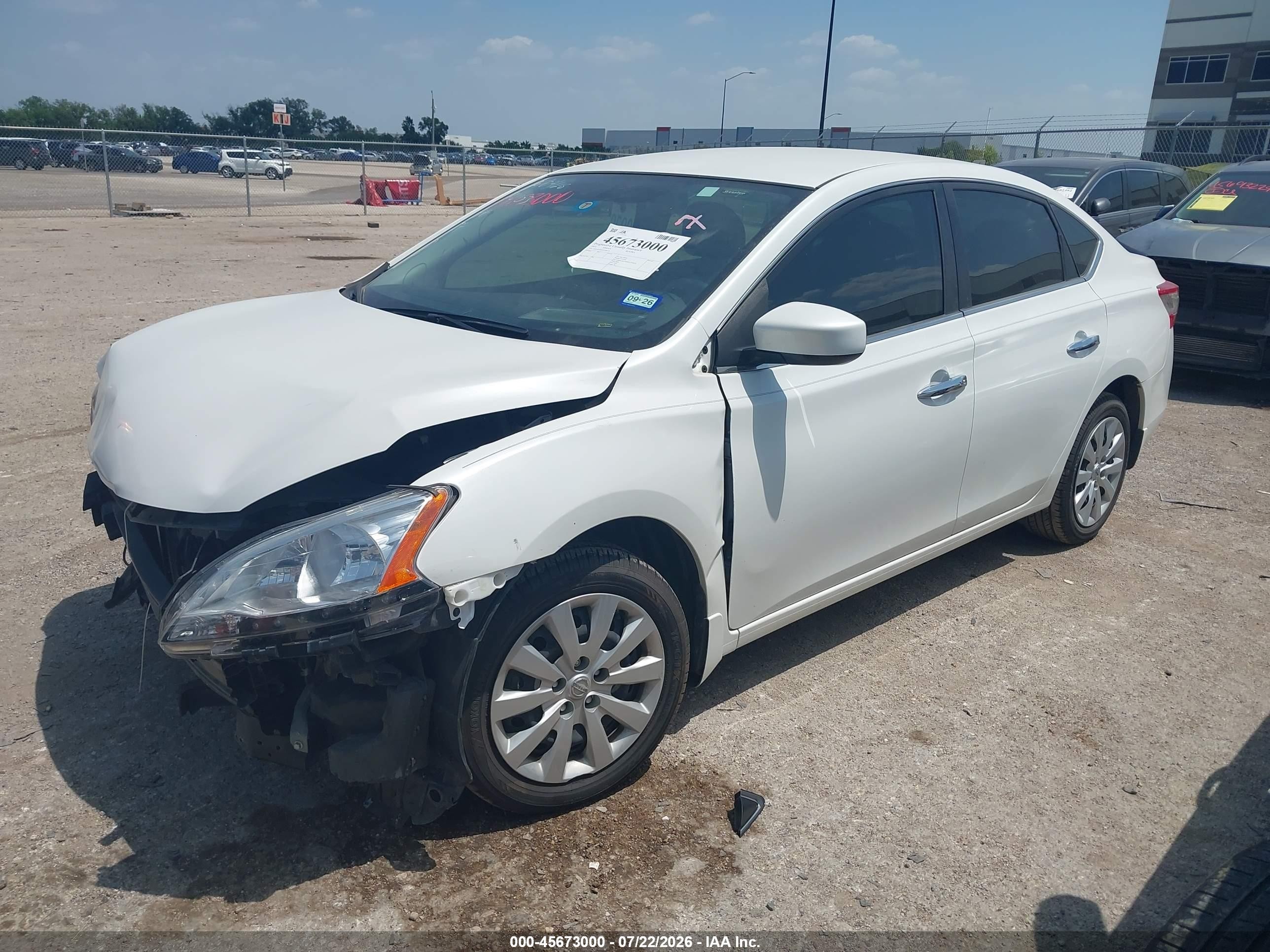 2015 Nissan Sentra Sv White vin: 3N1AB7AP2FY288172