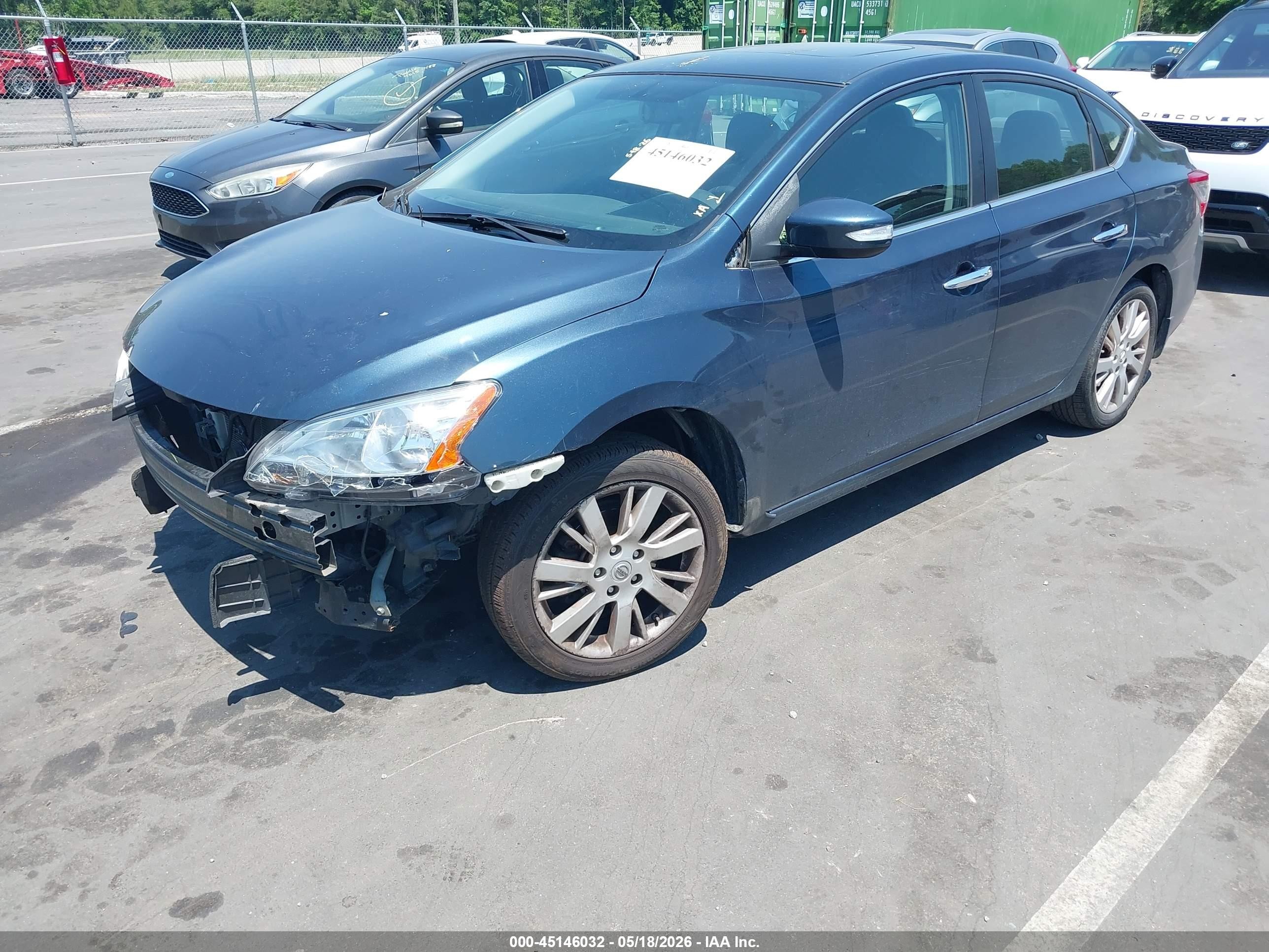 2015 Nissan Sentra Sl Blue vin: 3N1AB7AP2FY322613