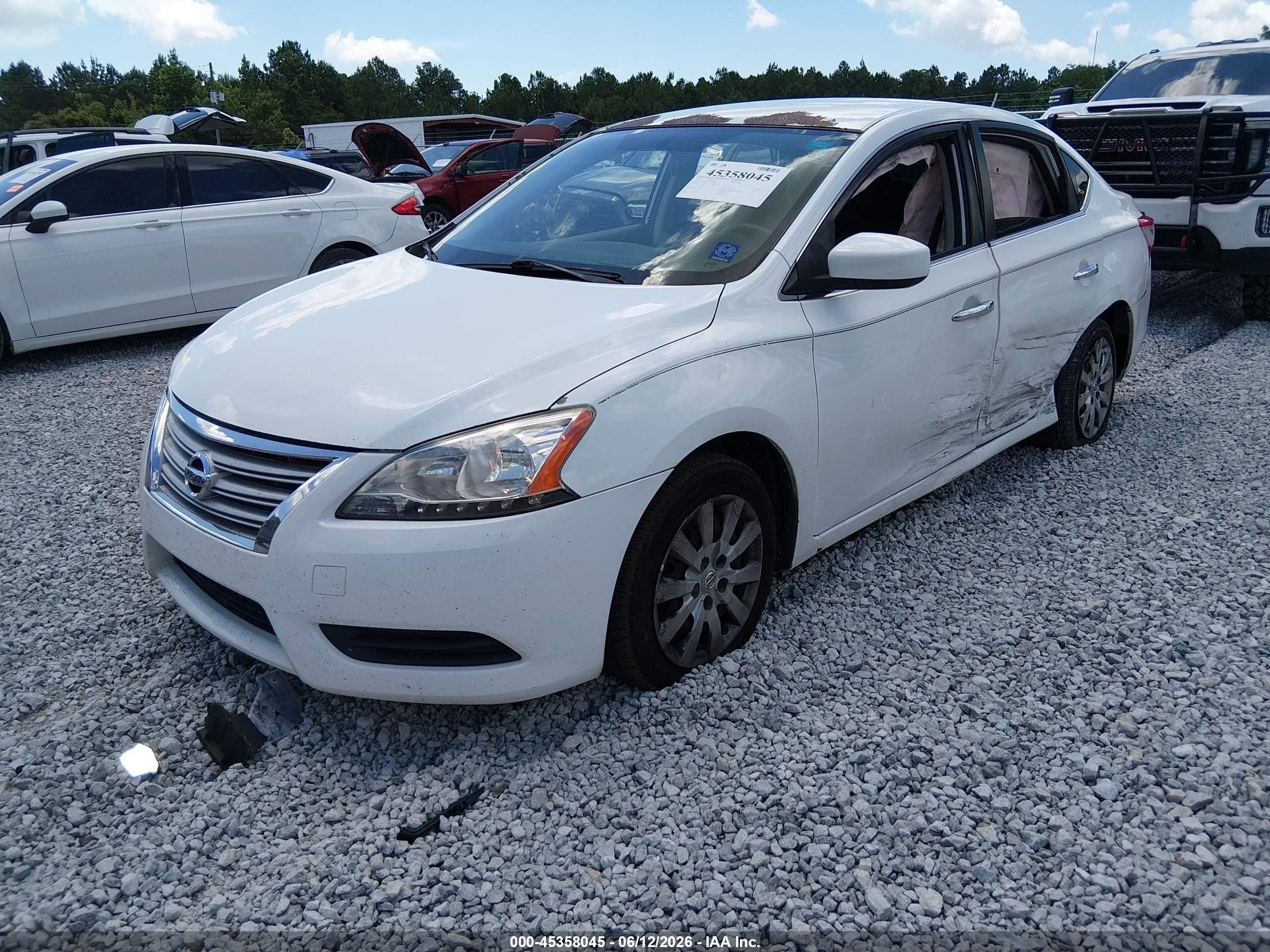 2015 Nissan Sentra Sv White vin: 3N1AB7AP2FY340383