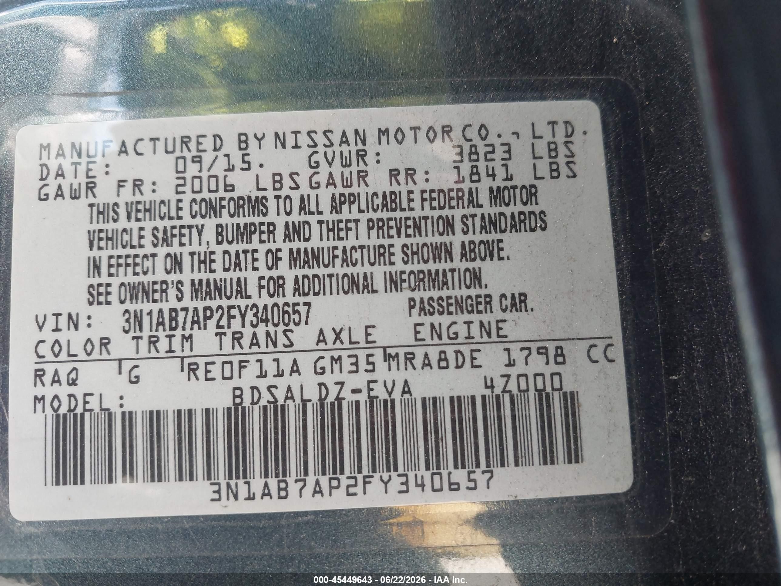 2015 Nissan Sentra Sv Gray vin: 3N1AB7AP2FY340657