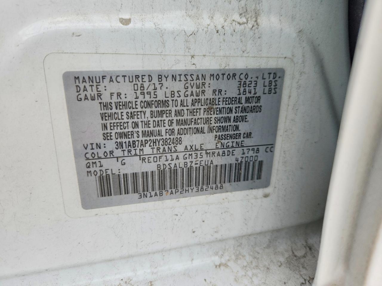 2017 Nissan Sentra S Белый vin: 3N1AB7AP2HY382488