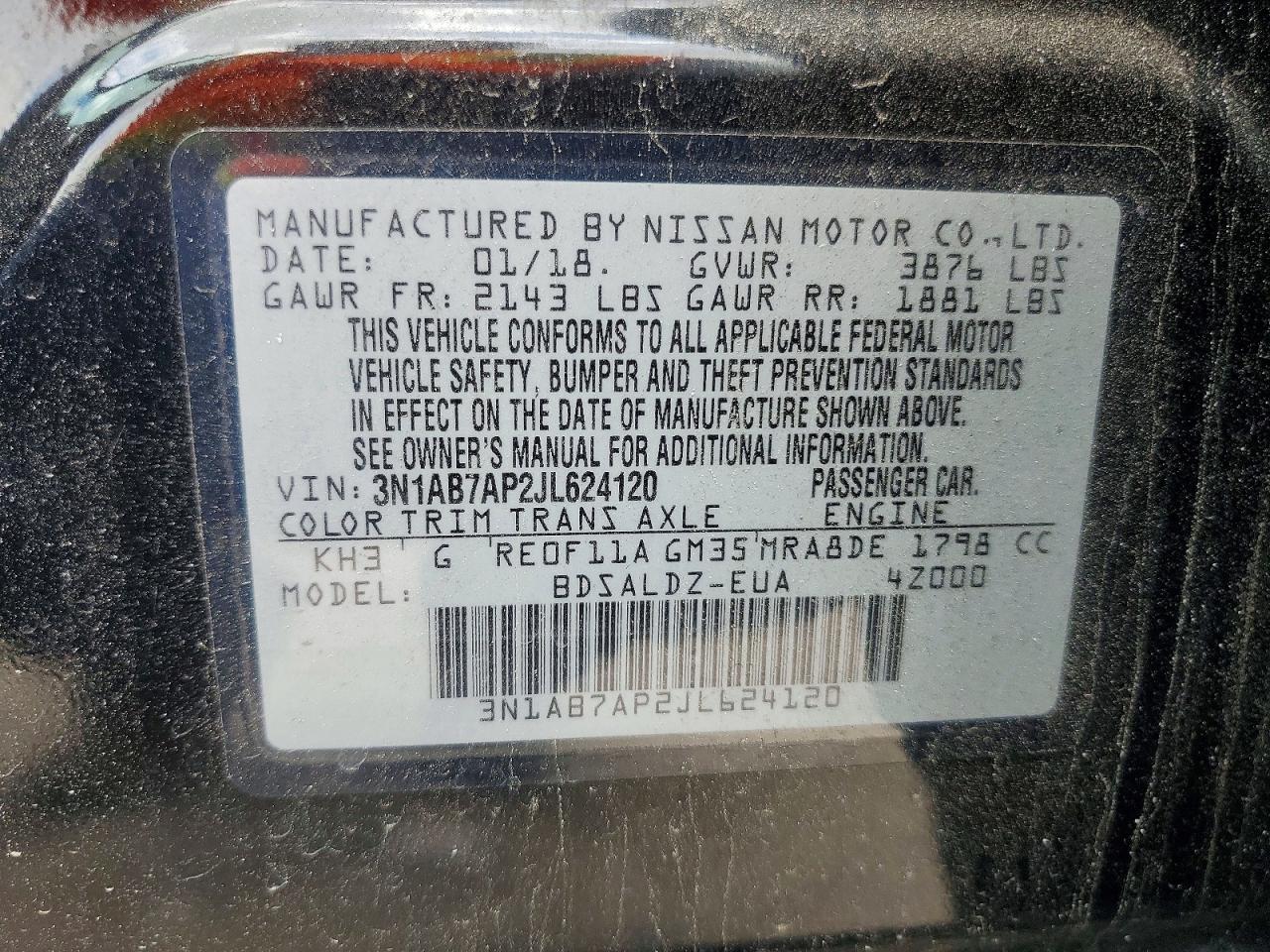 2018 Nissan Sentra Sv Black vin: 3N1AB7AP2JL624120