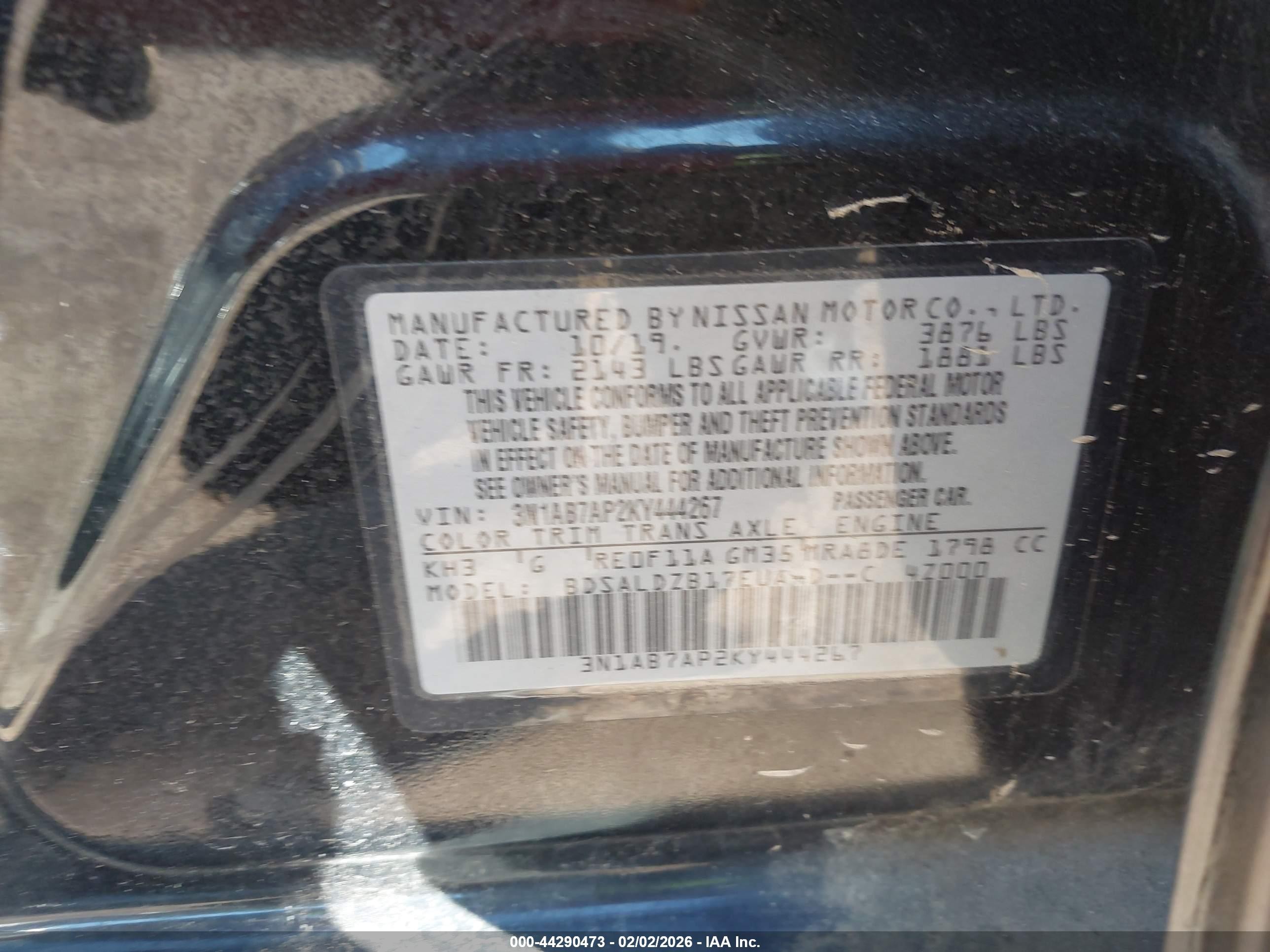 2019 Nissan Sentra Sv Черный vin: 3N1AB7AP2KY444267