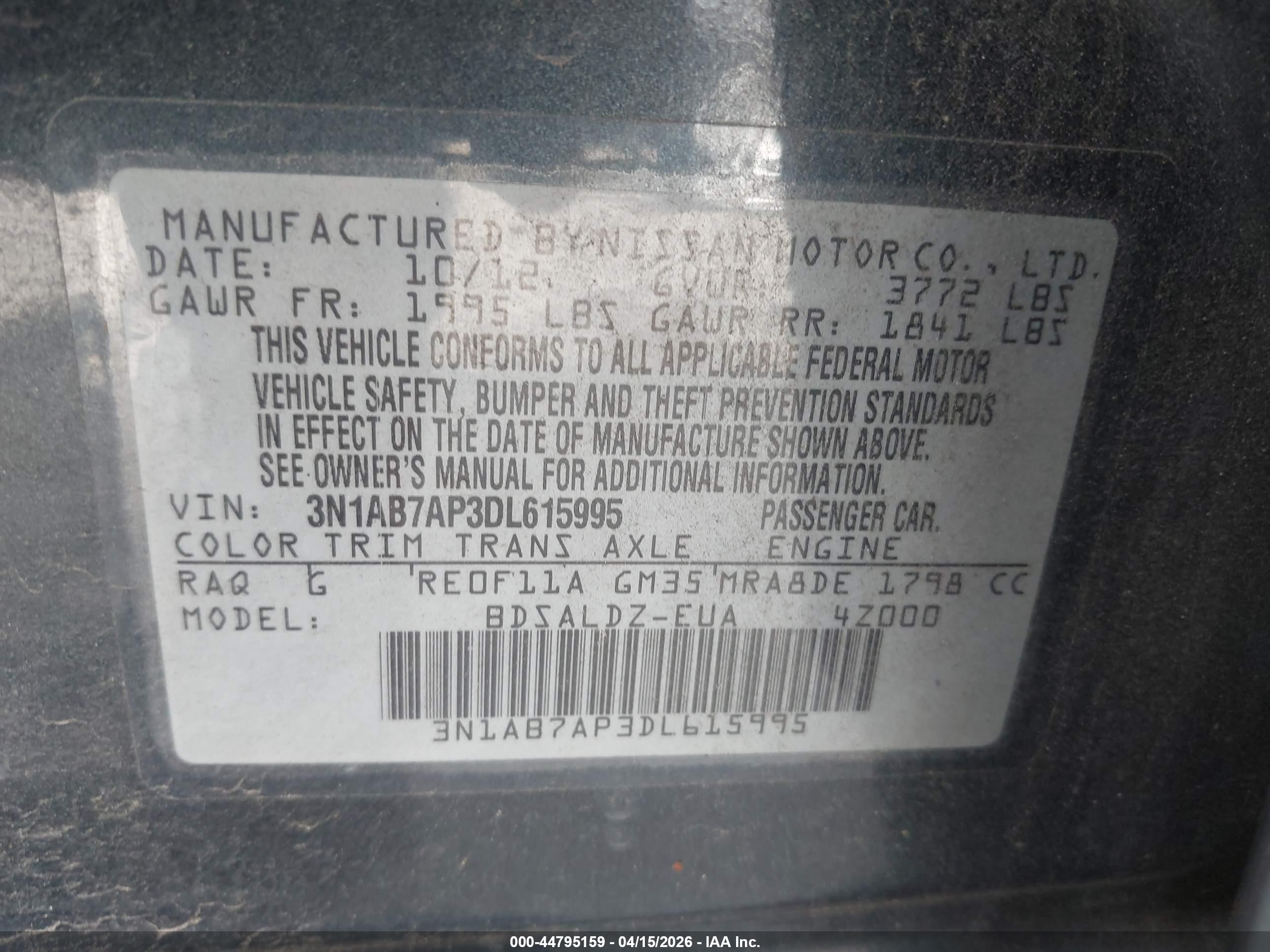 2013 Nissan Sentra Sv Gray vin: 3N1AB7AP3DL615995