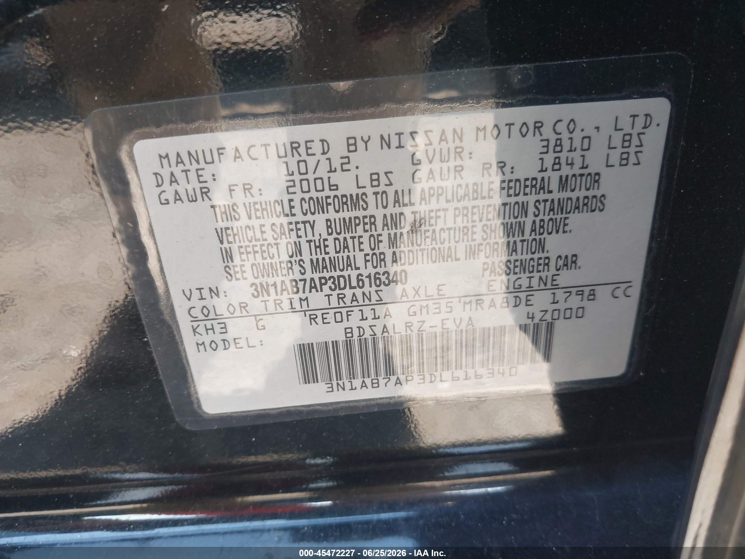 2013 Nissan Sentra Sr Black vin: 3N1AB7AP3DL616340