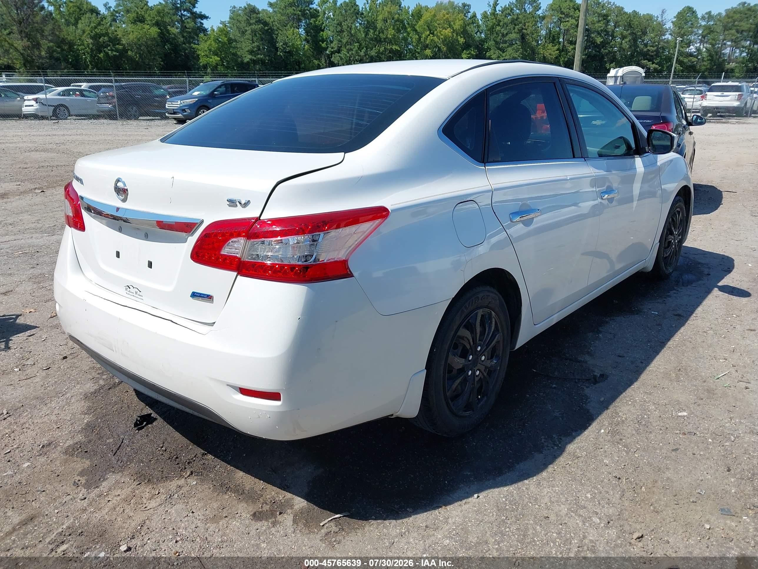 2013 Nissan Sentra Sv White vin: 3N1AB7AP3DL620064