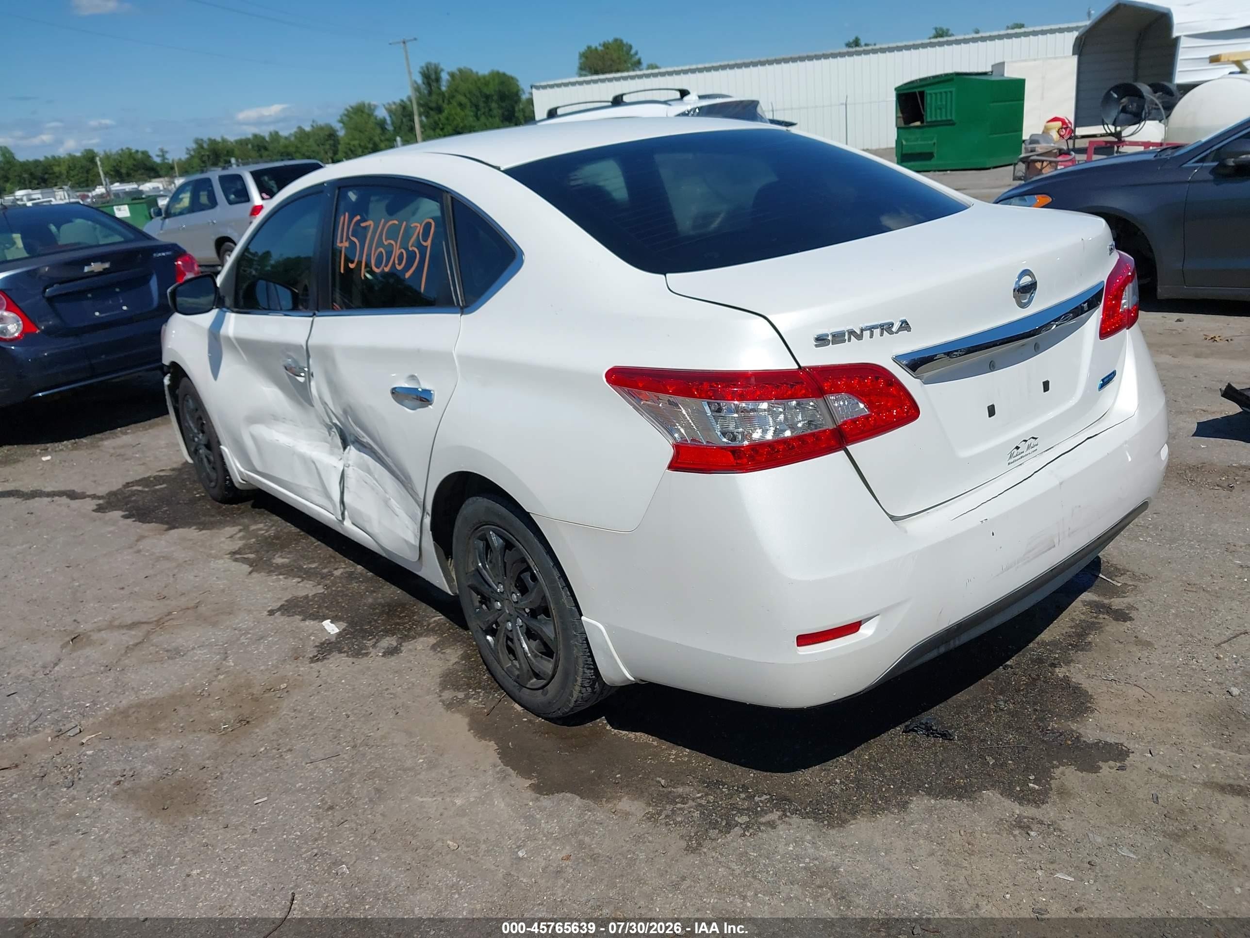 2013 Nissan Sentra Sv White vin: 3N1AB7AP3DL620064