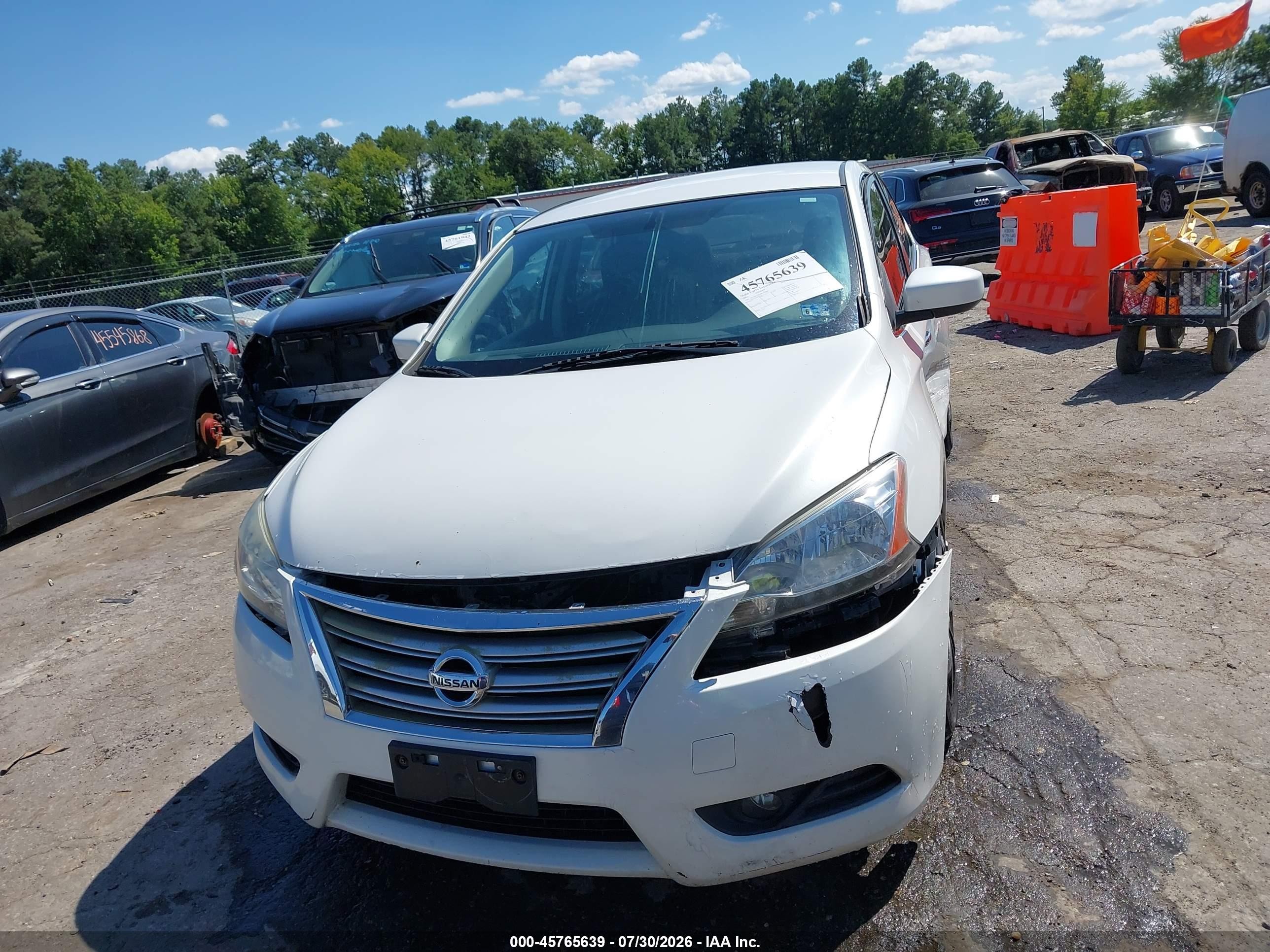 2013 Nissan Sentra Sv White vin: 3N1AB7AP3DL620064