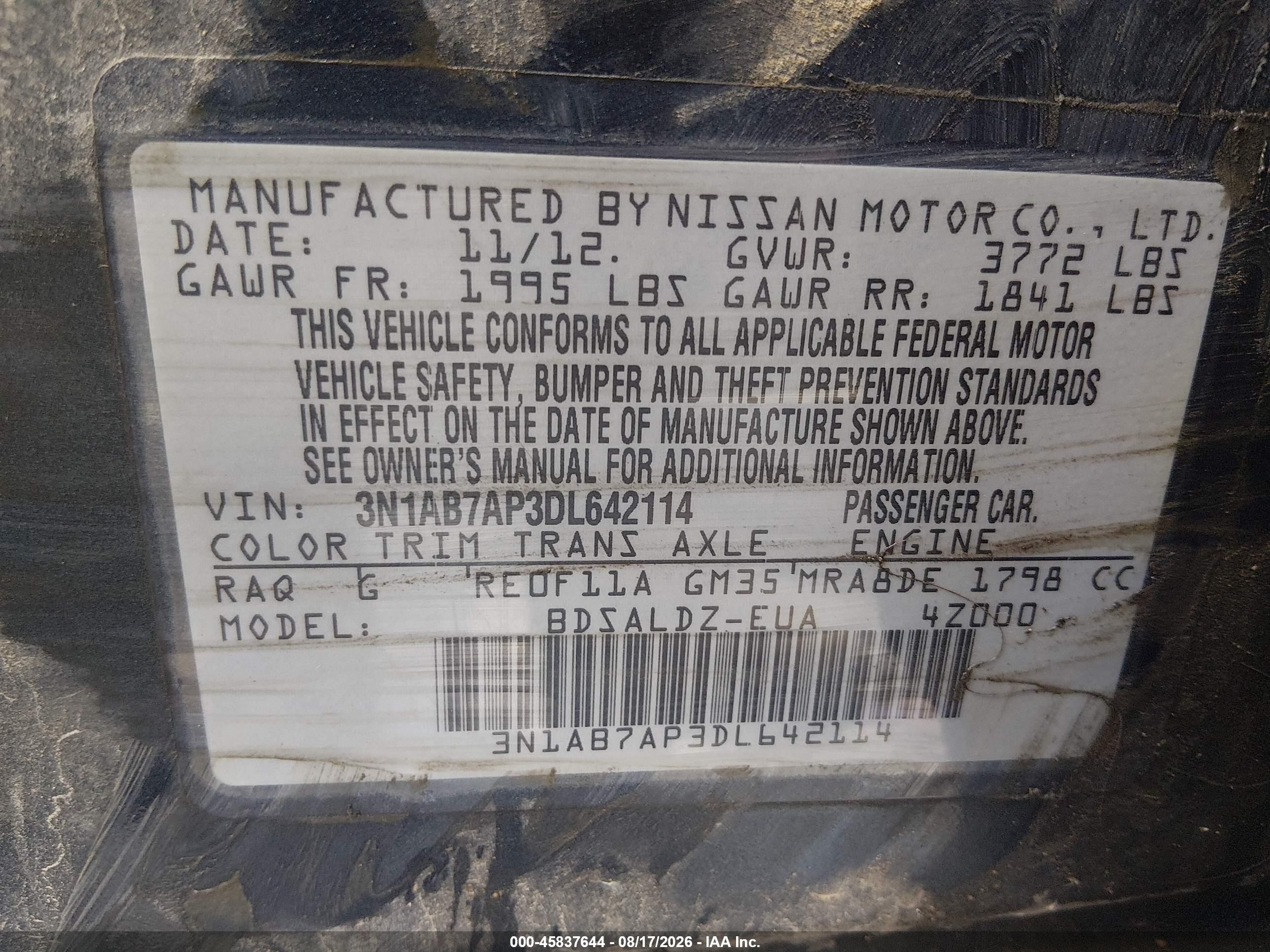 2013 Nissan Sentra Sv Blue vin: 3N1AB7AP3DL642114