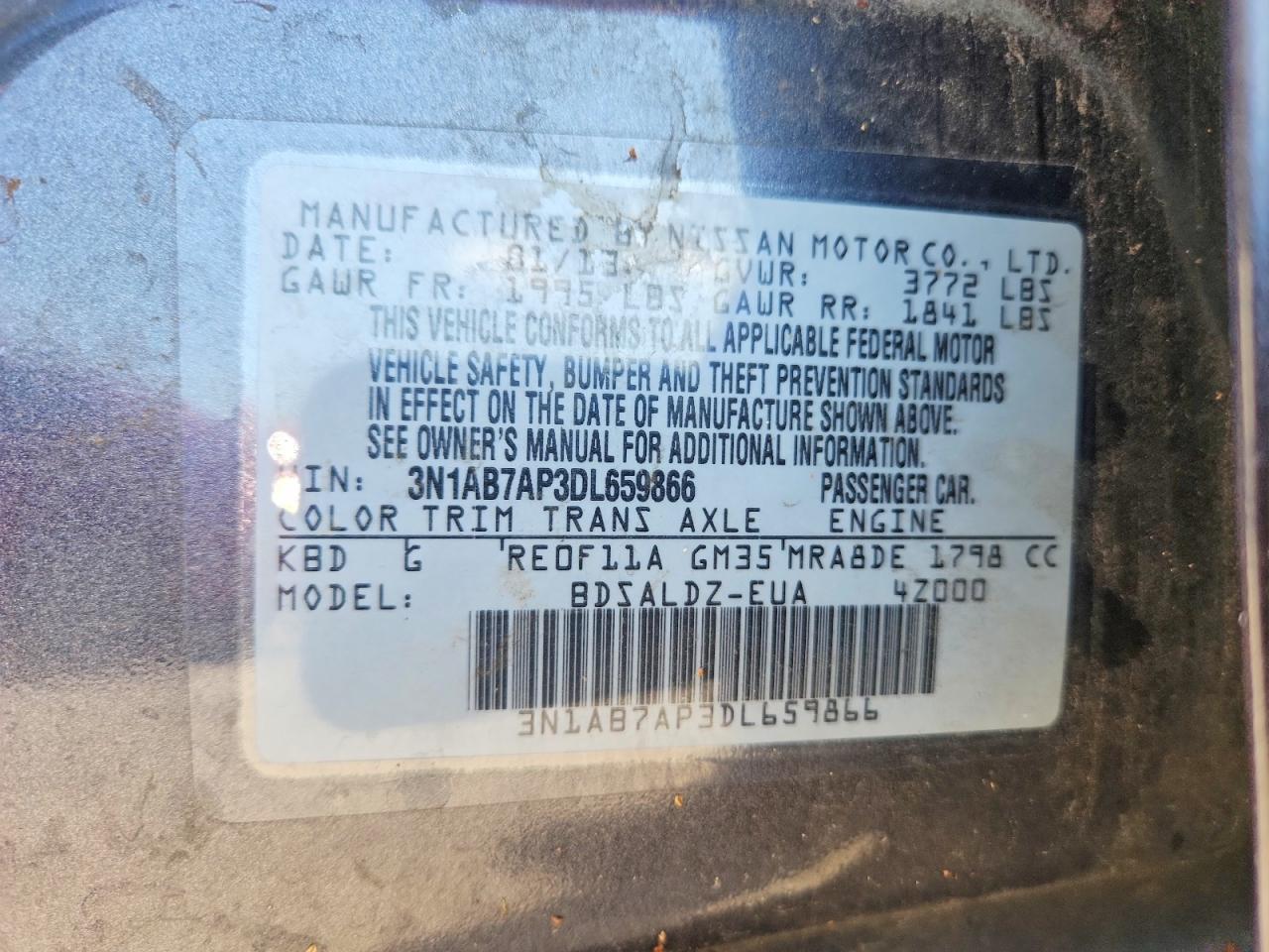 2013 Nissan Sentra S Gray vin: 3N1AB7AP3DL659866