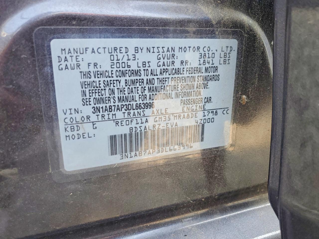 2013 Nissan Sentra S Gray vin: 3N1AB7AP3DL663996