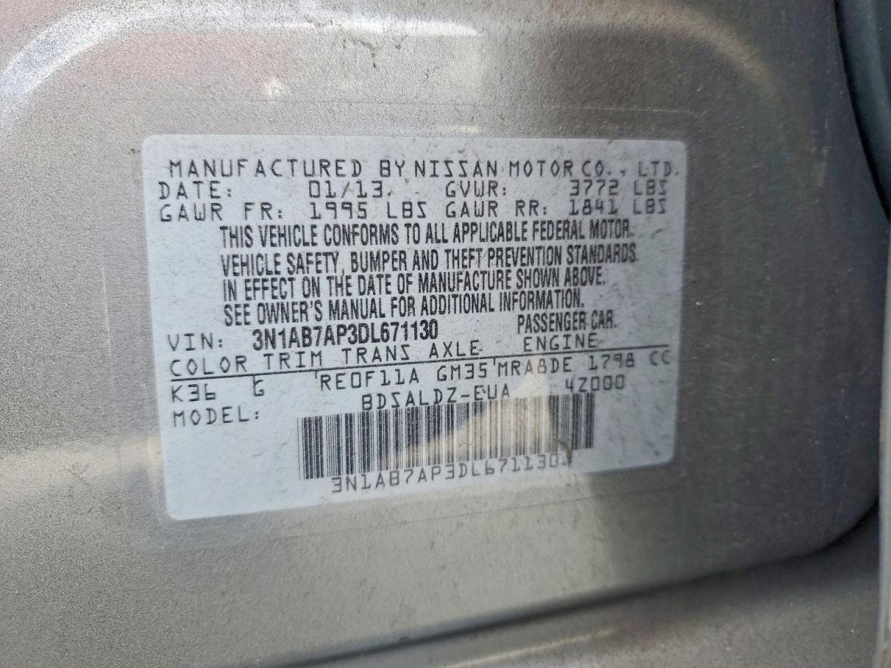 2013 Nissan Sentra S Серебряный vin: 3N1AB7AP3DL671130