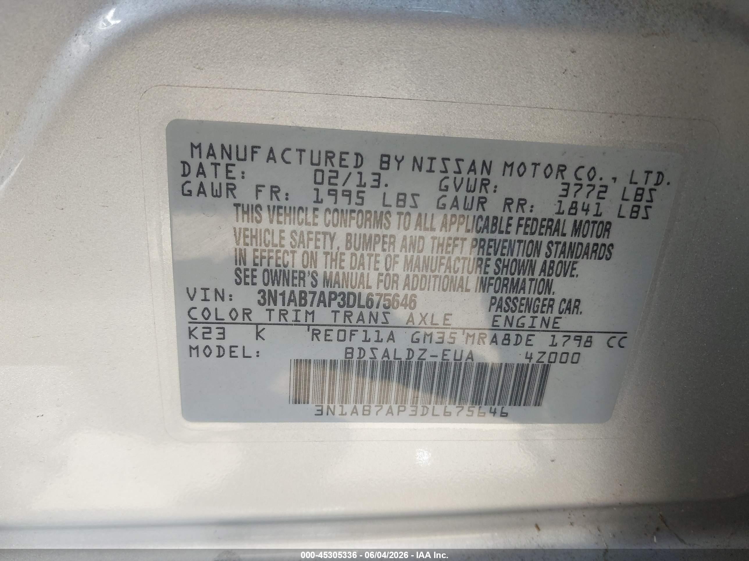2013 Nissan Sentra Sv Silver vin: 3N1AB7AP3DL675646