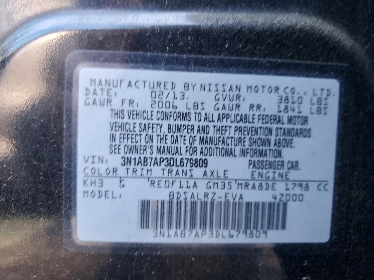 2013 Nissan Sentra S Black vin: 3N1AB7AP3DL679809
