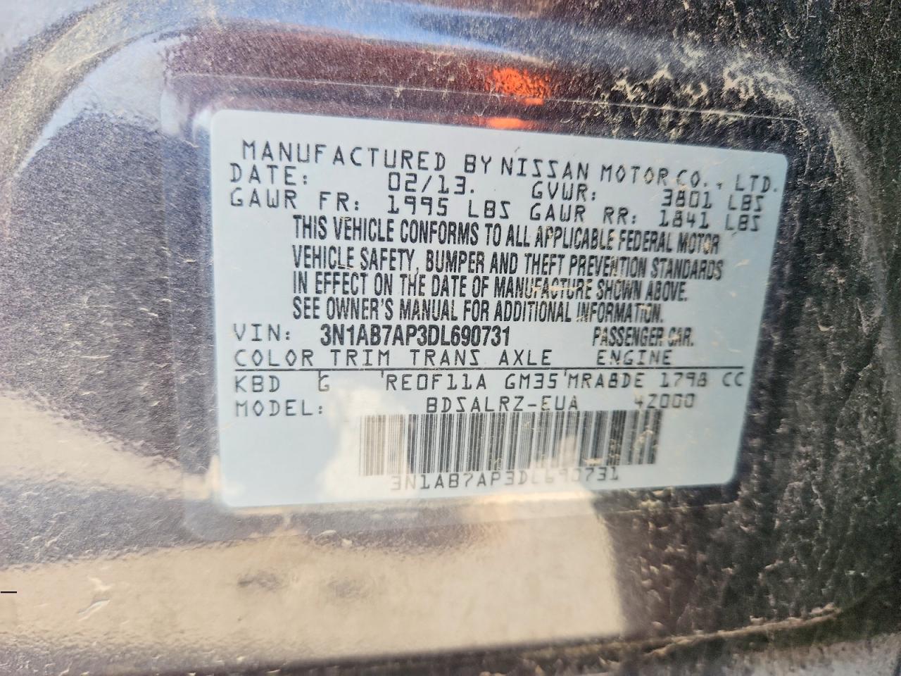 2013 Nissan Sentra S Gray vin: 3N1AB7AP3DL690731