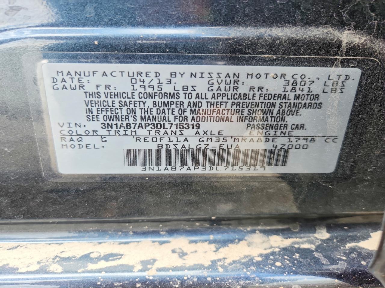 2013 Nissan Sentra S Gray vin: 3N1AB7AP3DL715319