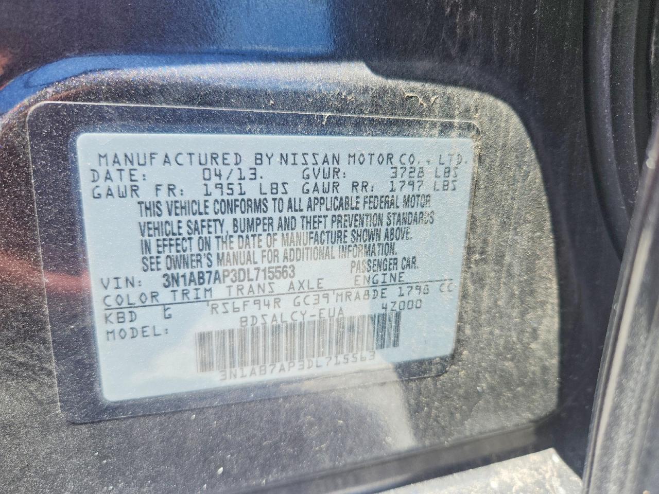 2013 Nissan Sentra S Gray vin: 3N1AB7AP3DL715563