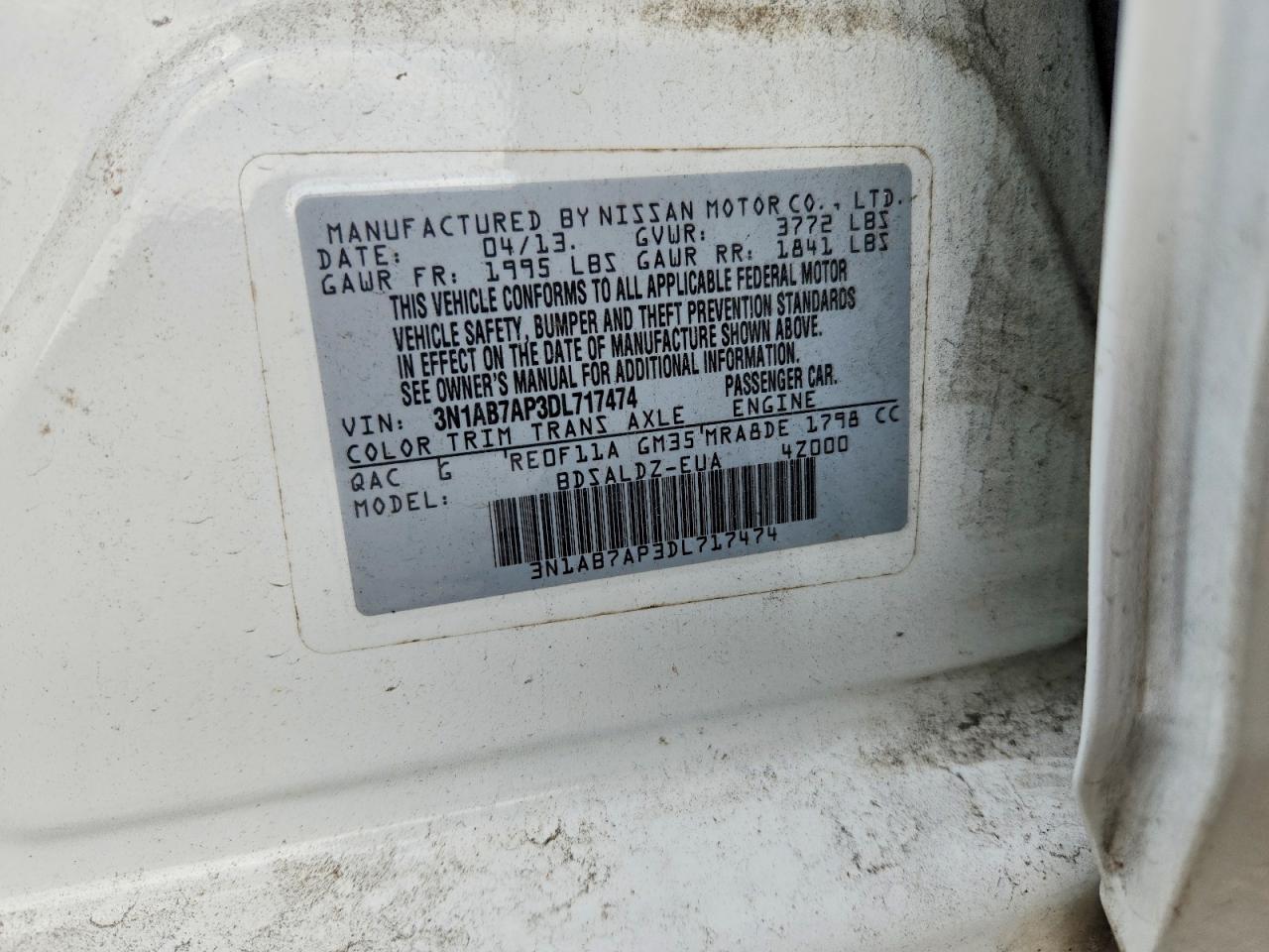 2013 Nissan Sentra S White vin: 3N1AB7AP3DL717474