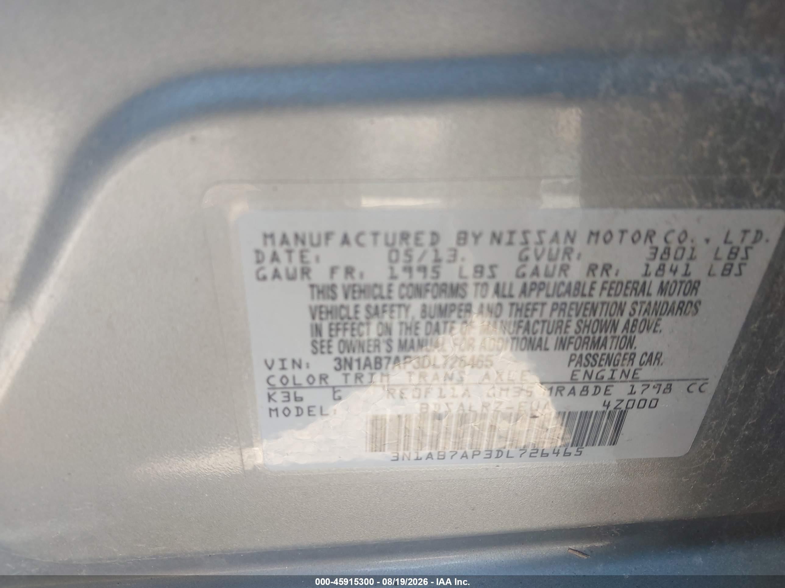 2013 Nissan Sentra Sr Gray vin: 3N1AB7AP3DL726465
