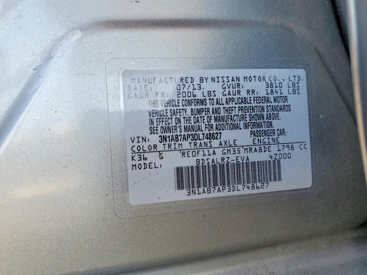 2013 Nissan Sentra S Silver vin: 3N1AB7AP3DL748627