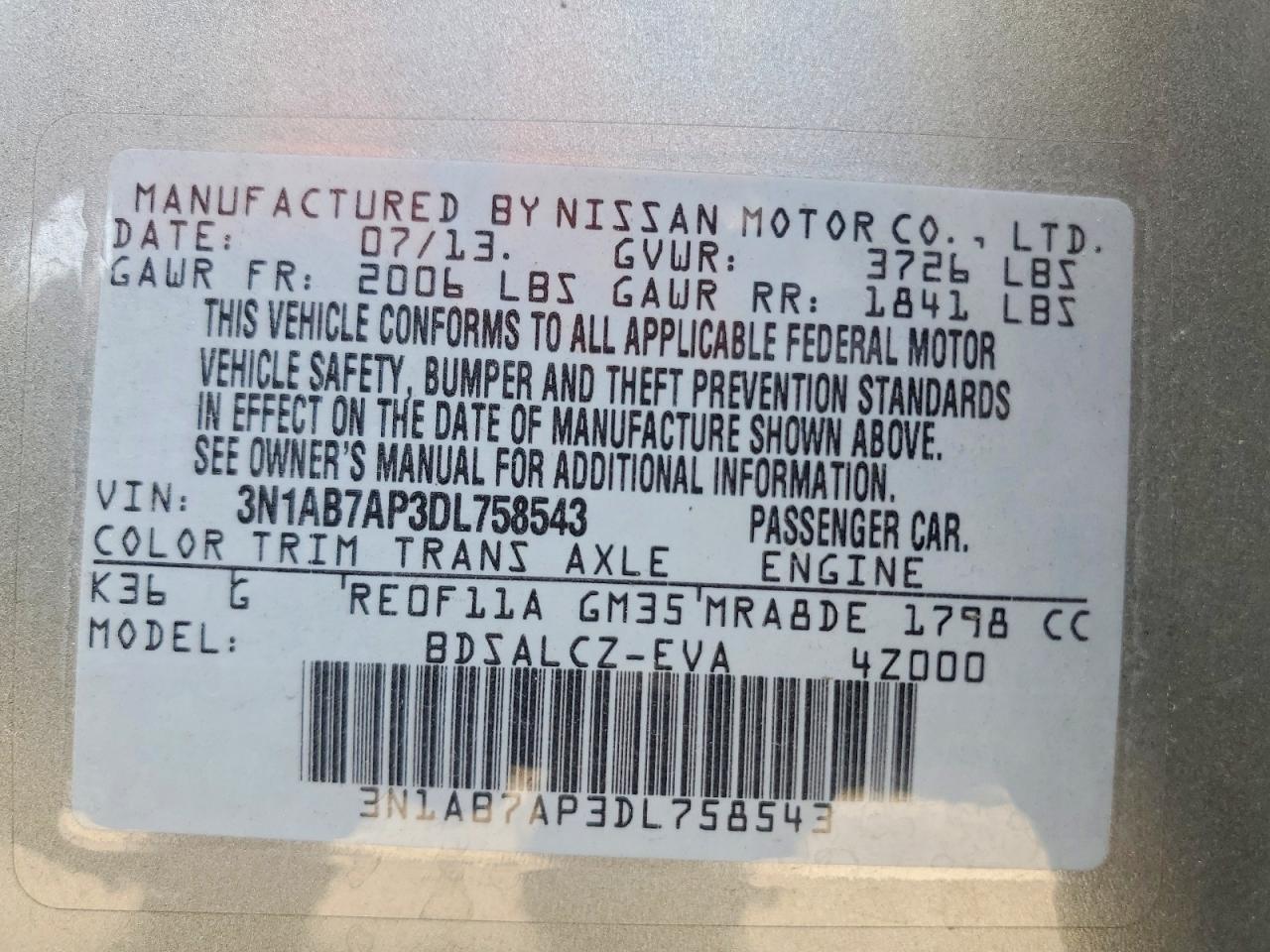 2013 Nissan Sentra S Серебряный vin: 3N1AB7AP3DL758543