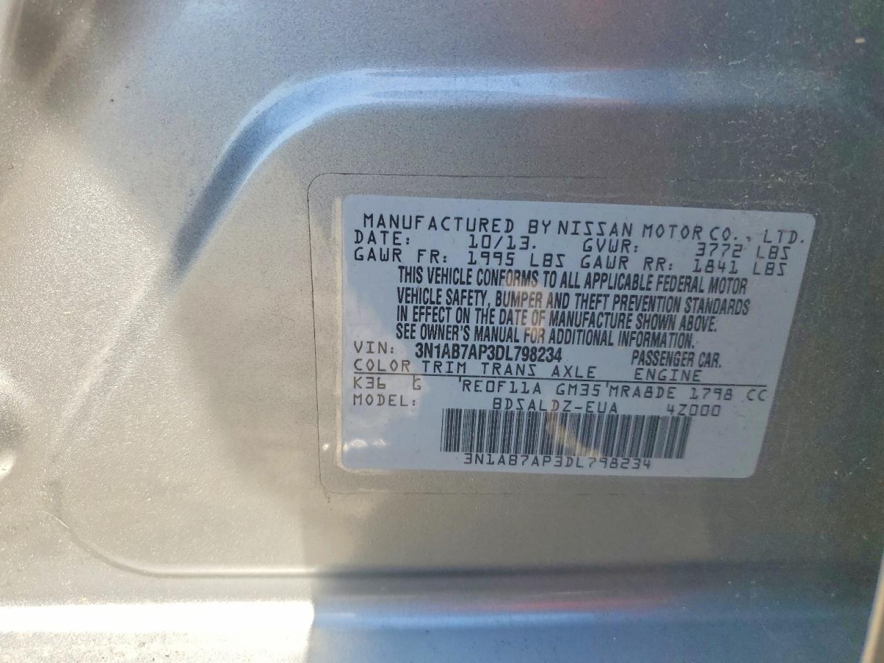 2013 Nissan Sentra S Silver vin: 3N1AB7AP3DL798234