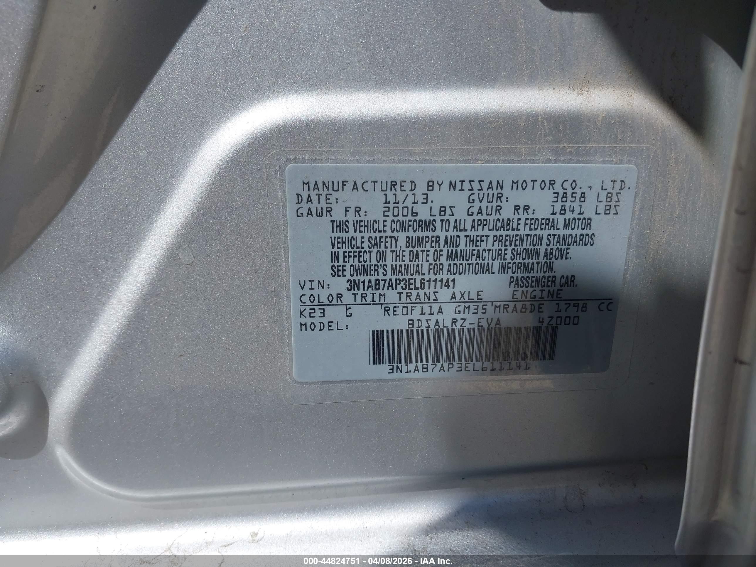 2014 Nissan Sentra Sr Silver vin: 3N1AB7AP3EL611141