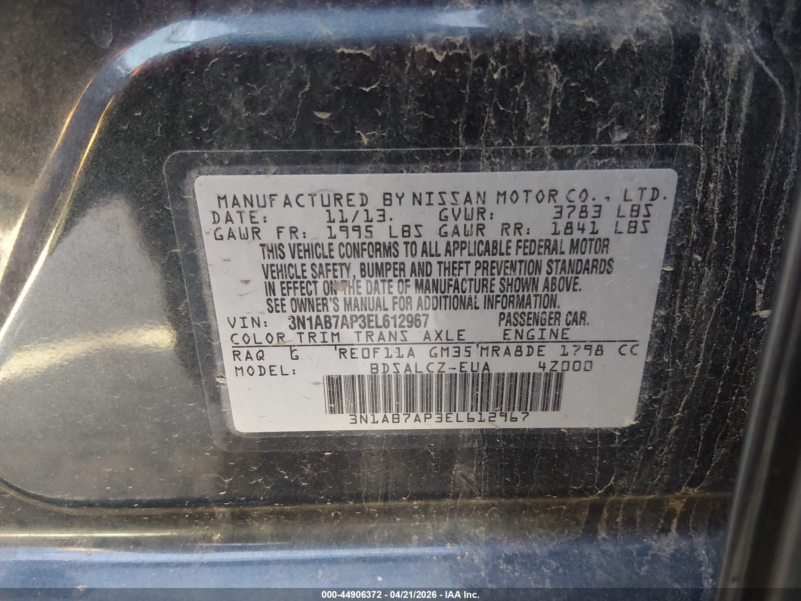 2014 Nissan Sentra S Dark Blue vin: 3N1AB7AP3EL612967