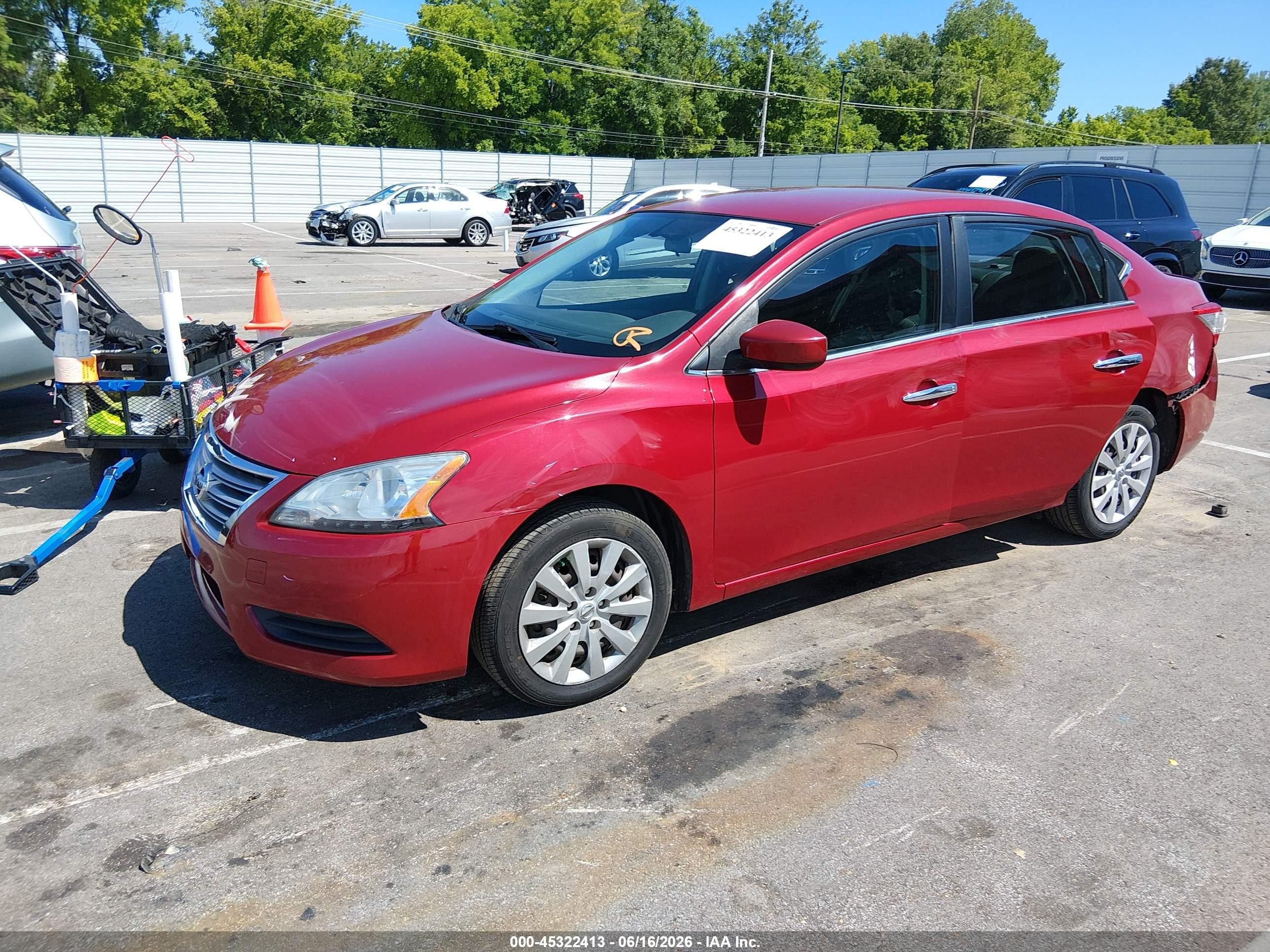 2014 Nissan Sentra Sv Red vin: 3N1AB7AP3EL629381