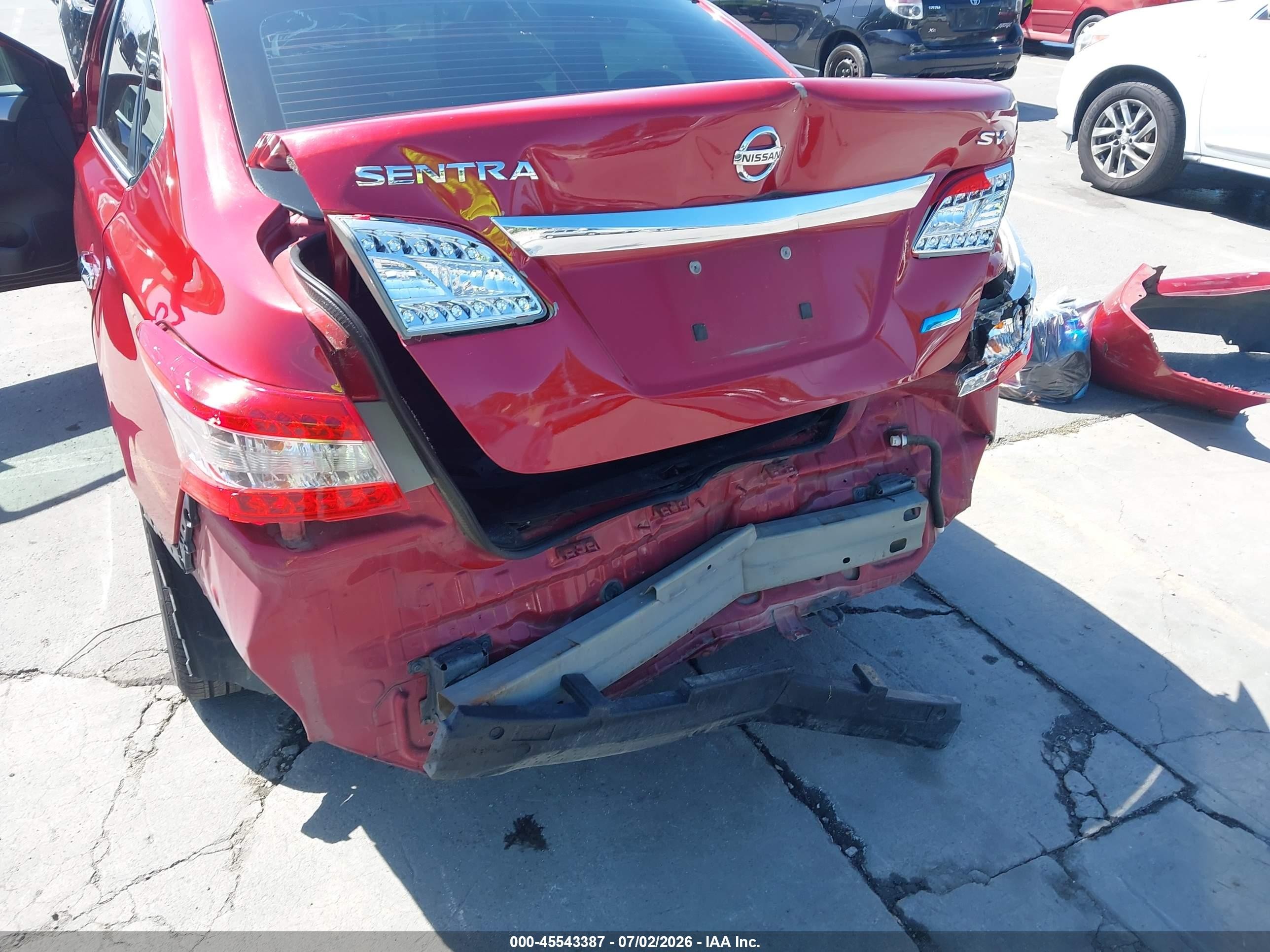2014 Nissan Sentra Fe+ S/fe+ Sv/s/sl/sr/sv Red vin: 3N1AB7AP3EL642597