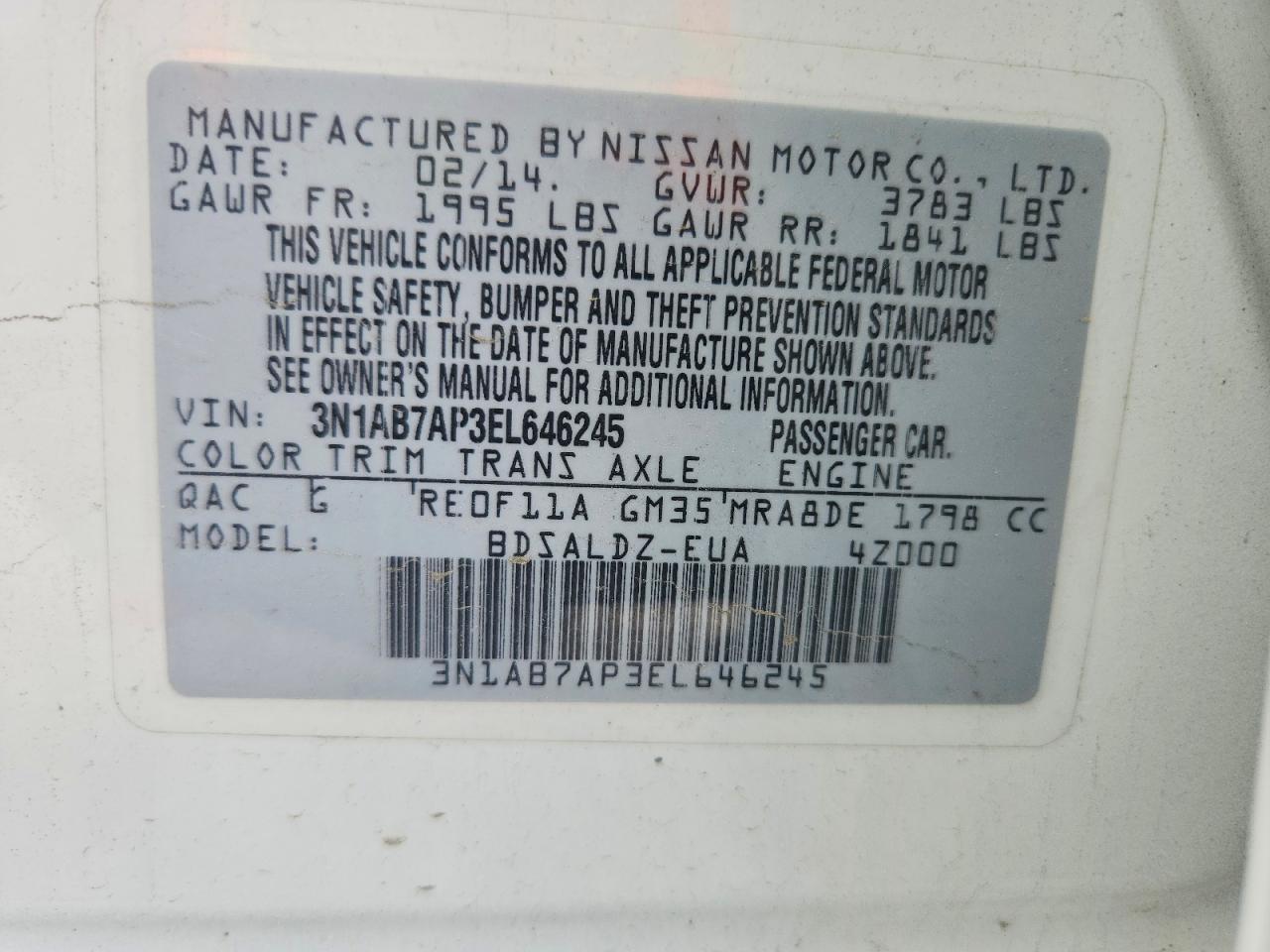 2014 Nissan Sentra Sv White vin: 3N1AB7AP3EL646245