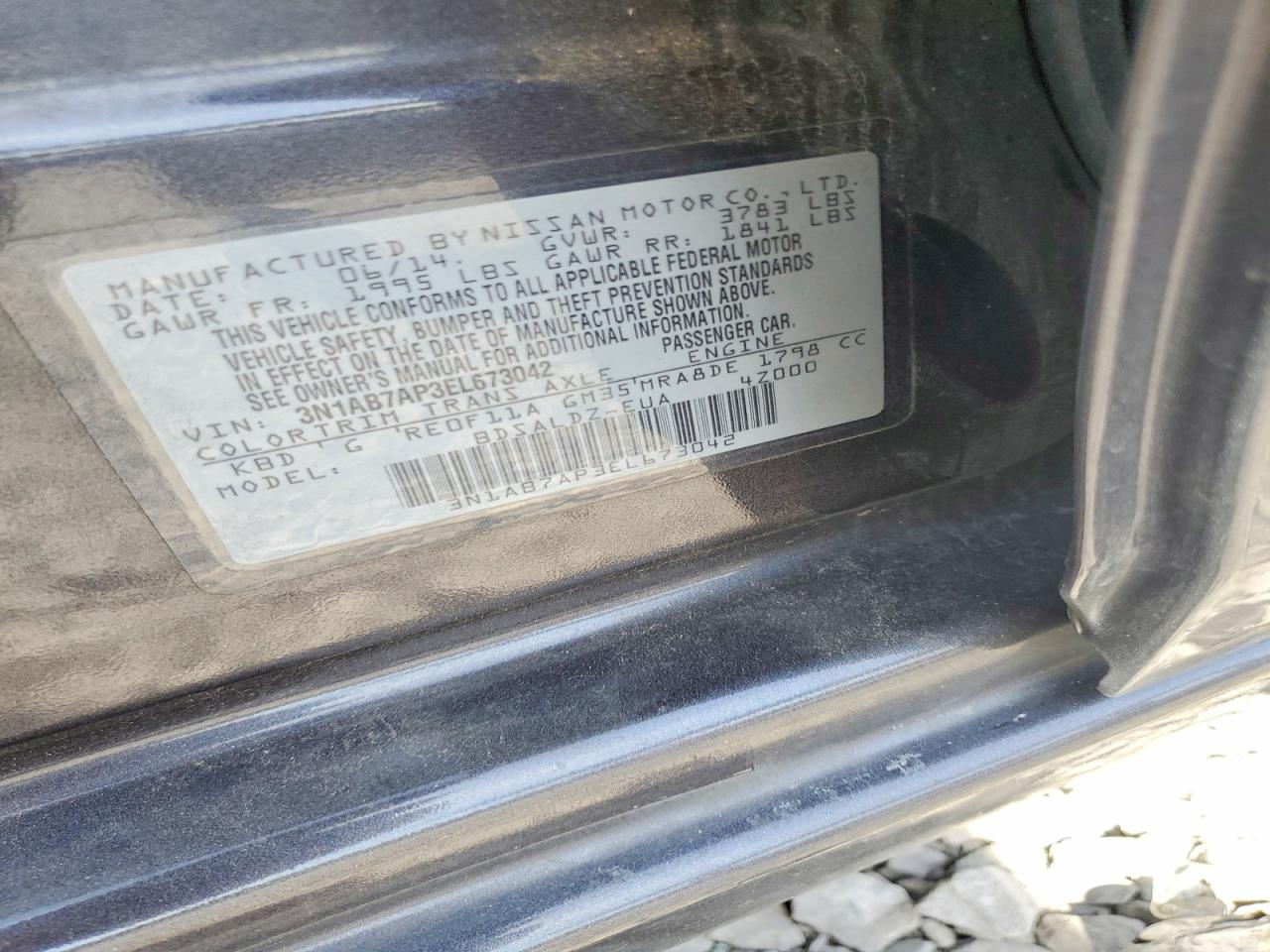 2014 Nissan Sentra Sv Gray vin: 3N1AB7AP3EL673042