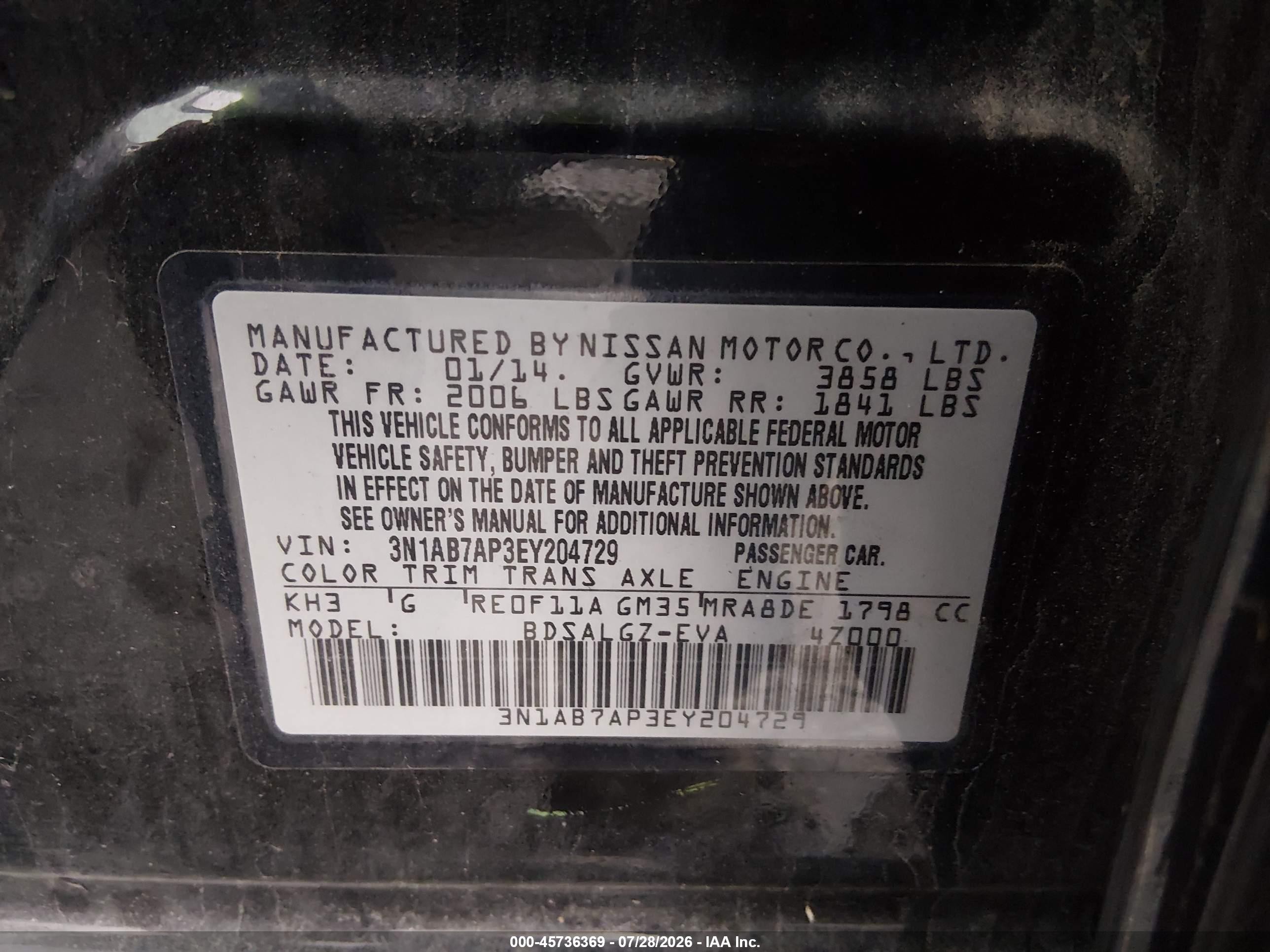 2014 Nissan Sentra Sl Black vin: 3N1AB7AP3EY204729