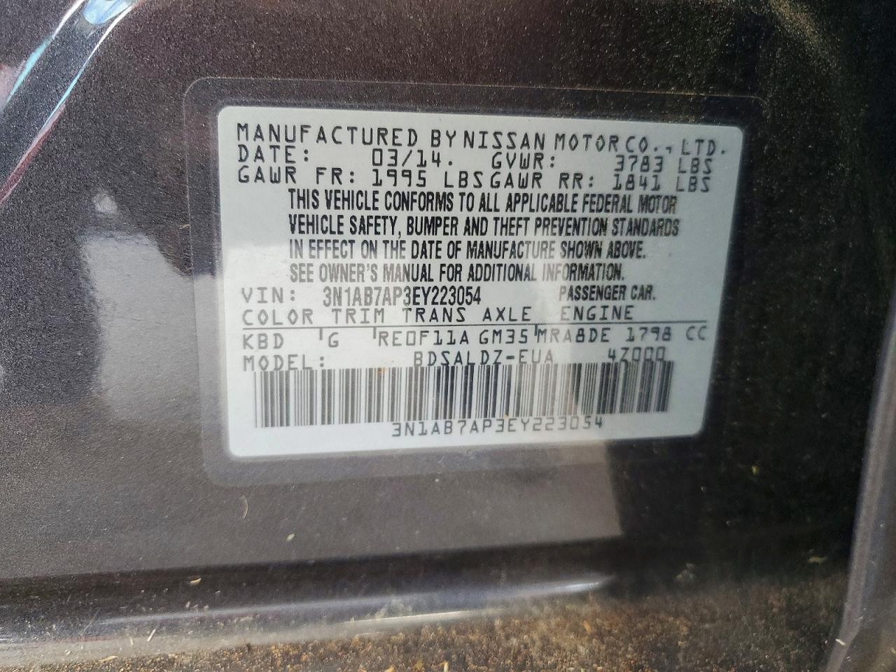 2014 Nissan Sentra Sv Gray vin: 3N1AB7AP3EY223054