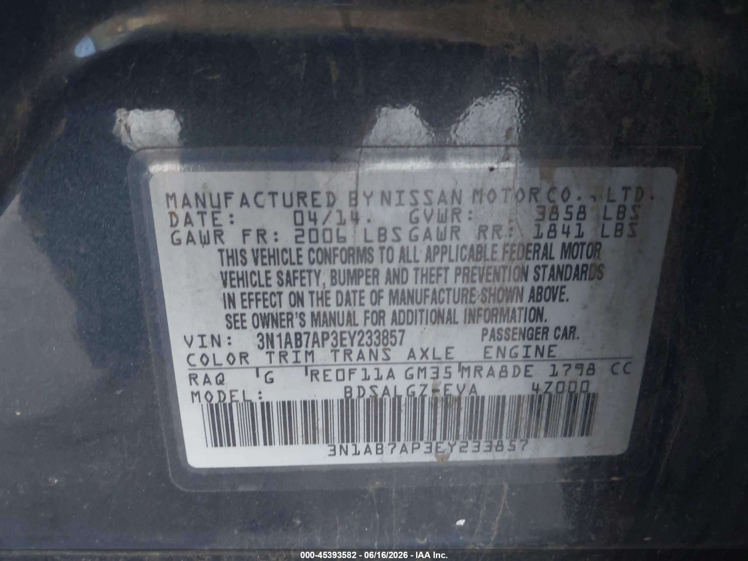 2014 Nissan Sentra Sl Blue vin: 3N1AB7AP3EY233857