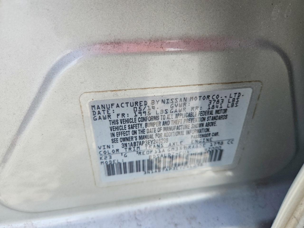2014 Nissan Sentra Sv Silver vin: 3N1AB7AP3EY246298