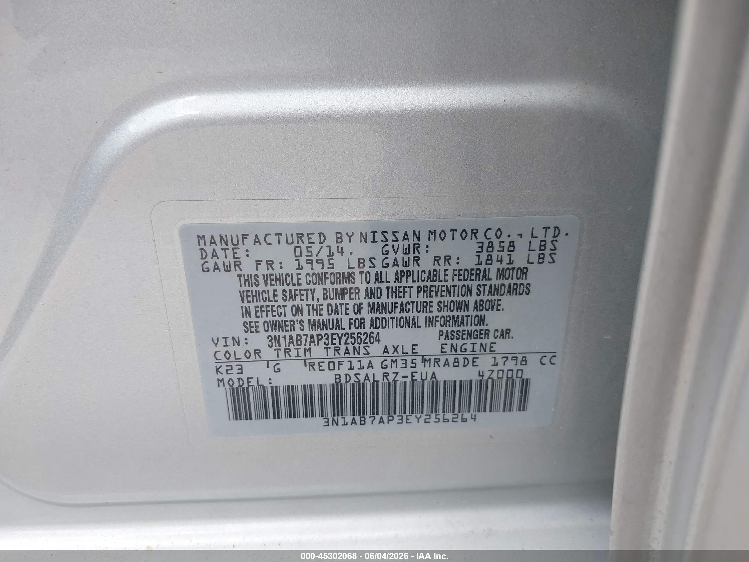2014 Nissan Sentra Sr Gray vin: 3N1AB7AP3EY256264