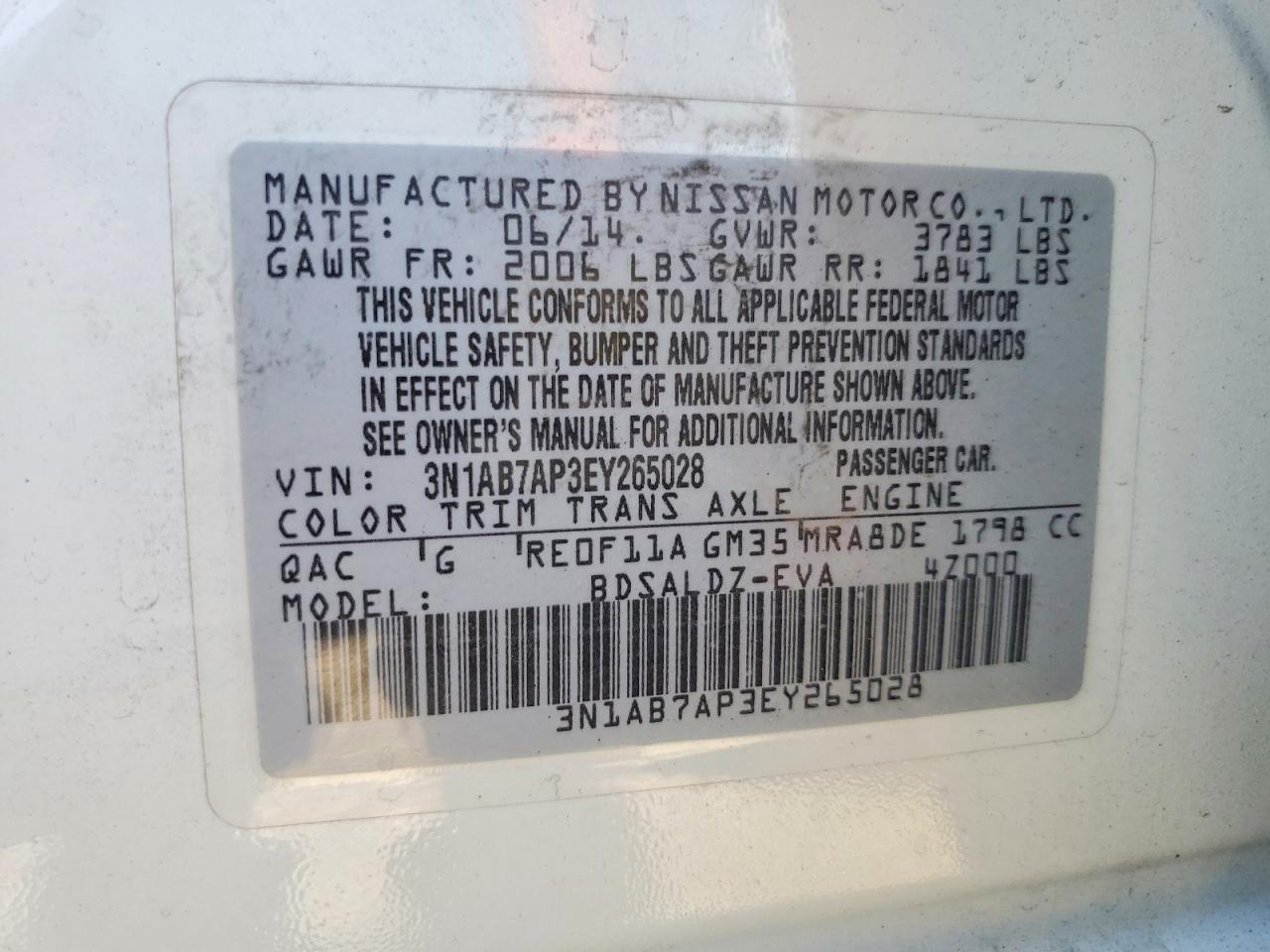 2014 Nissan Sentra Sv White vin: 3N1AB7AP3EY265028