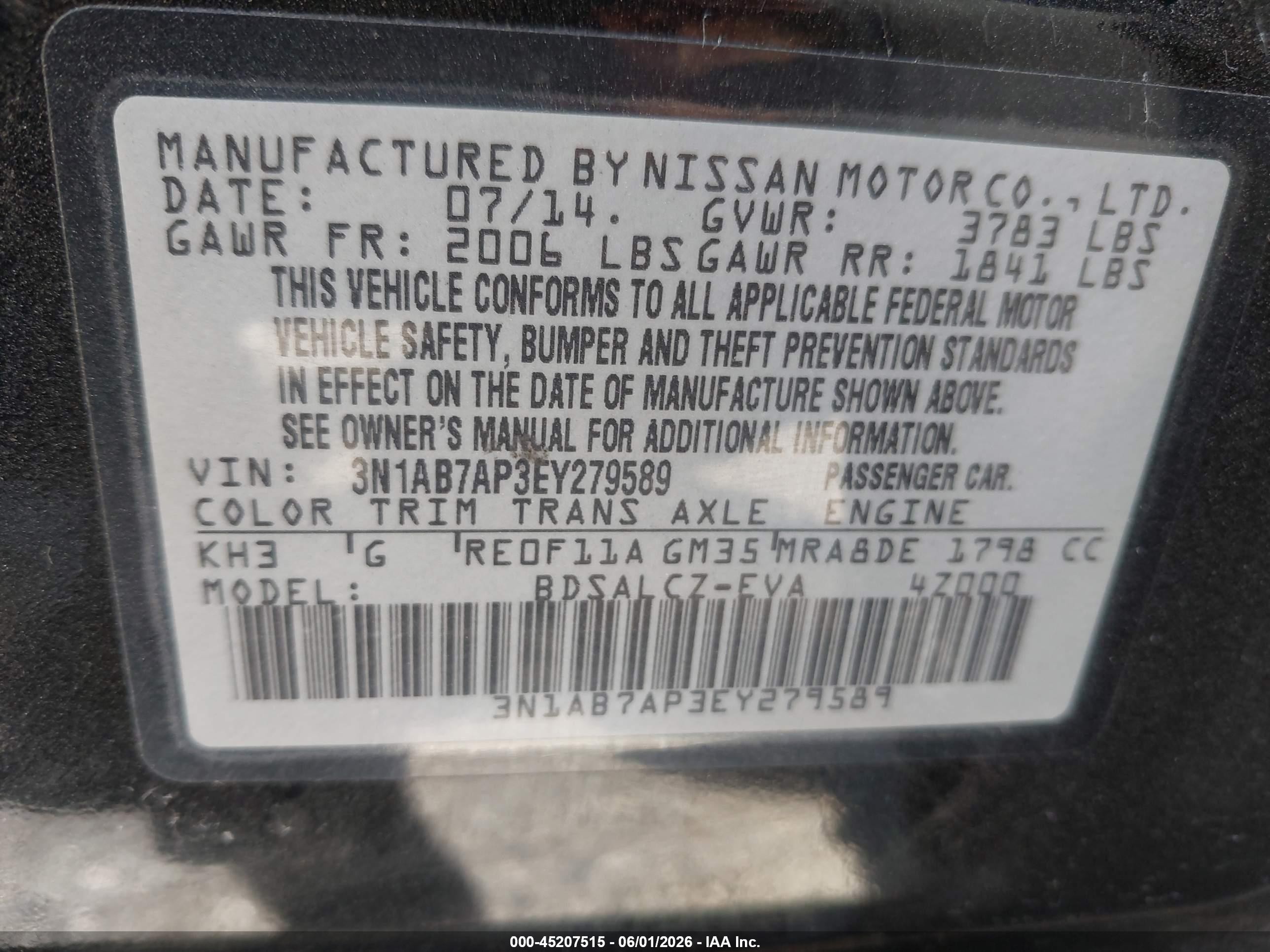 2014 Nissan Sentra S Black vin: 3N1AB7AP3EY279589