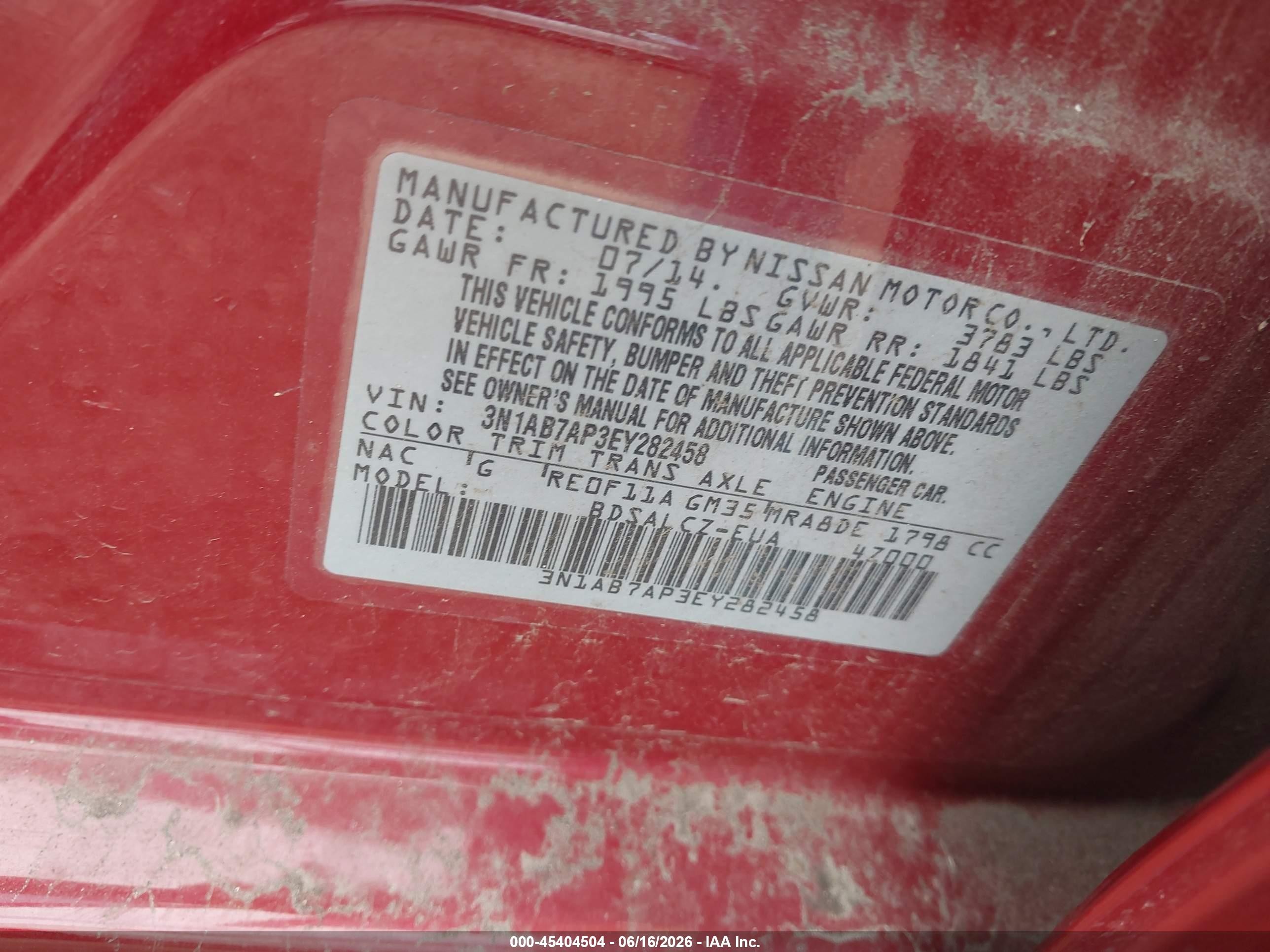 2014 Nissan Sentra S Red vin: 3N1AB7AP3EY282458